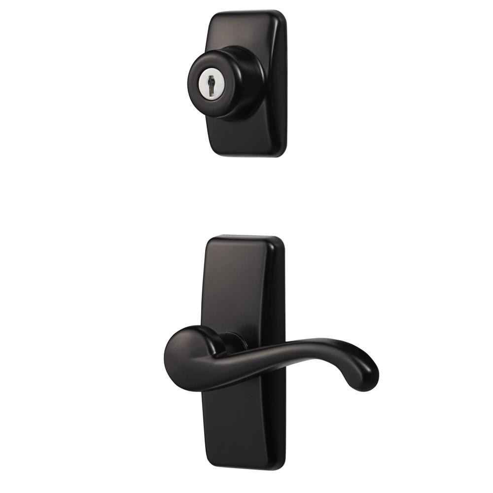 Ideal Security Inc. Deluxe Storm and Screen Door Lever Handle and Keyed Deadbolt Painted Black