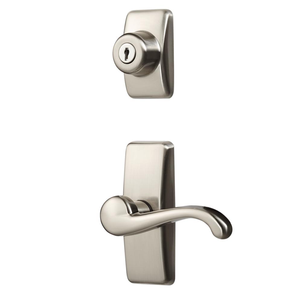 Ideal Security Inc. Deluxe Storm and Screen Door Lever Handle and Keyed Deadbolt Satin Silver Finish