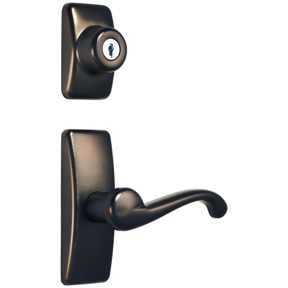 Ideal Security Inc. Deluxe Storm and Screen Door Lever Handle and Keyed Deadbolt Oil Rubbed Bronze Finish