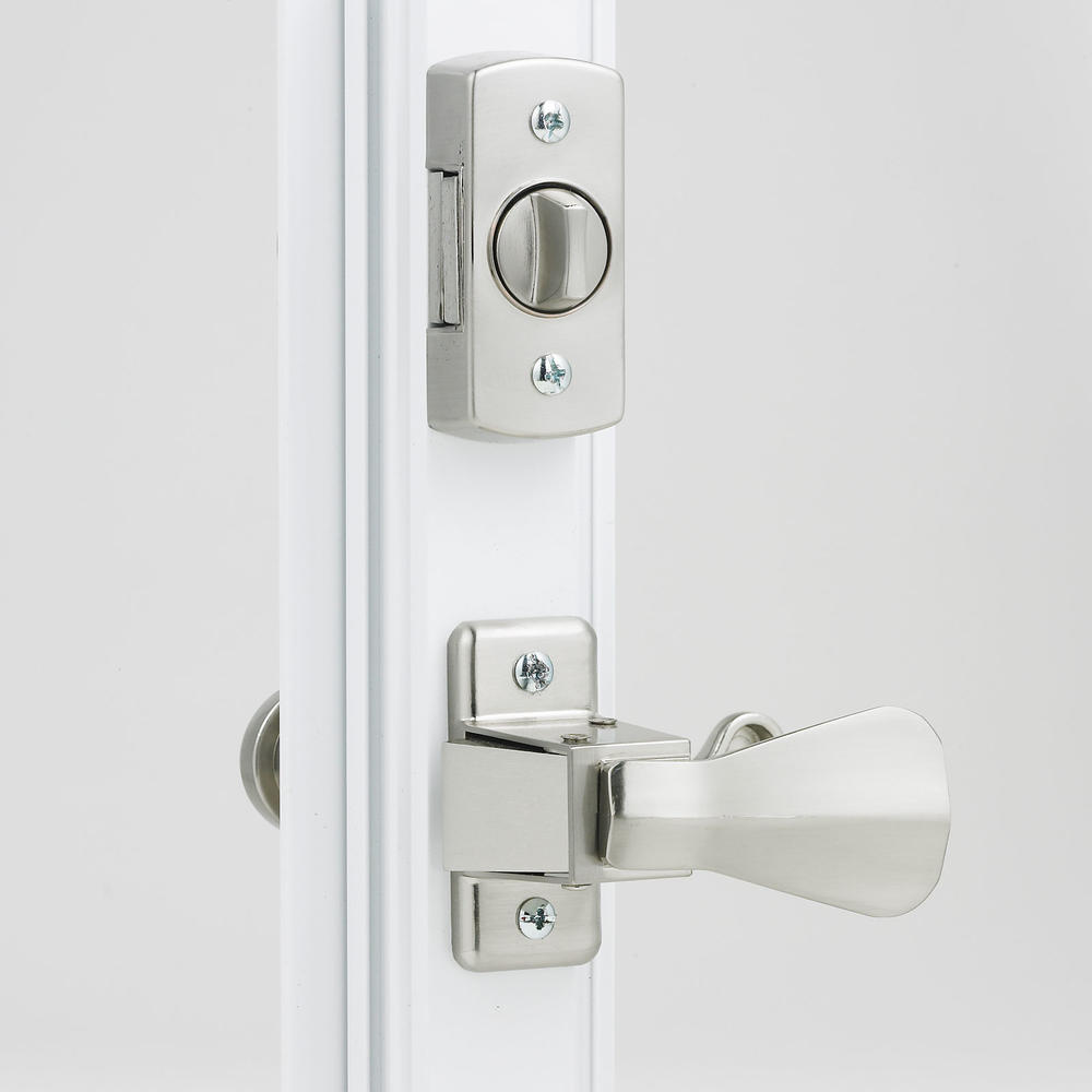 Ideal Security Inc. Deluxe Storm and Screen Door Lever Handle and Keyed Deadbolt Satin Silver Finish