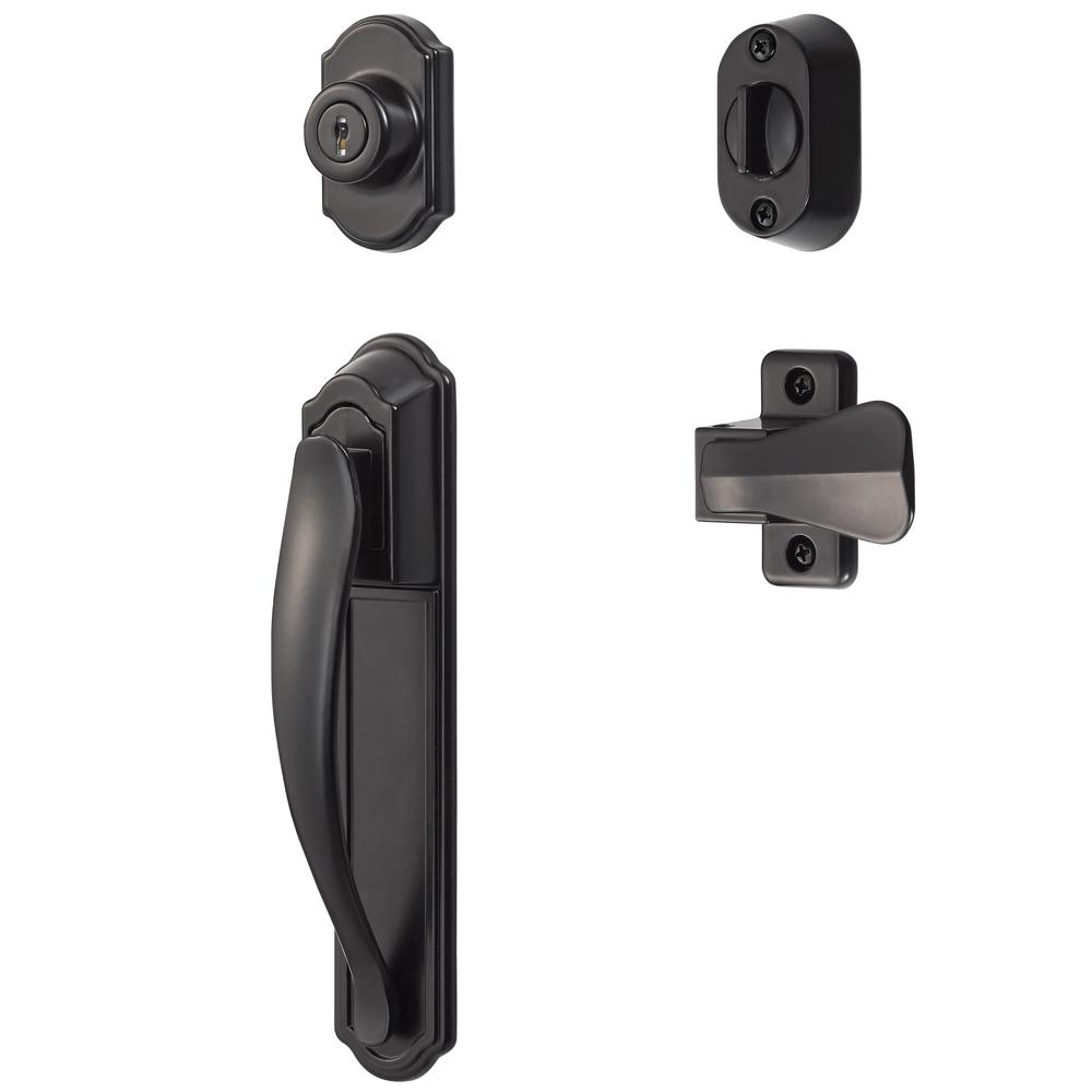 Ideal Security Inc. Black Deluxe Storm and Screen Pull Handle and Keyed Deadbolt