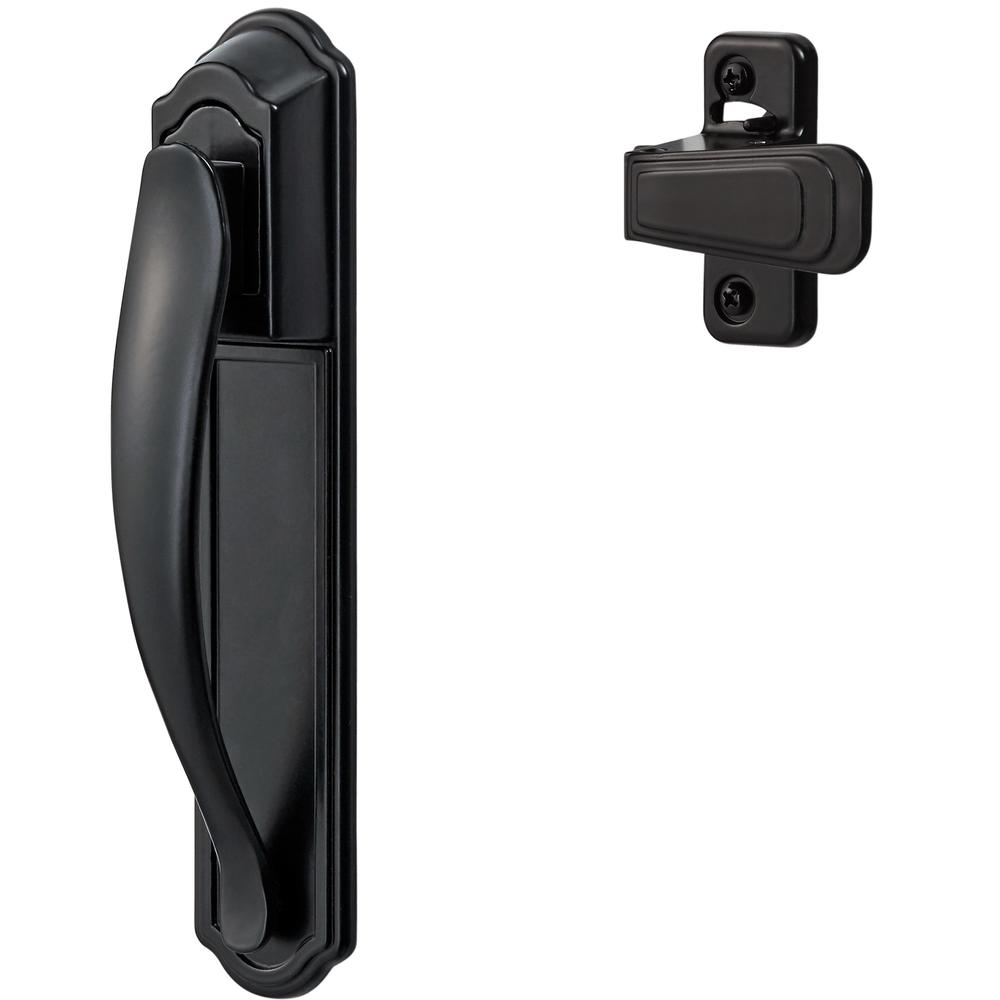Ideal Security Inc. Storm and Screen Door Pull Handle Set with Back Plate Painted Black