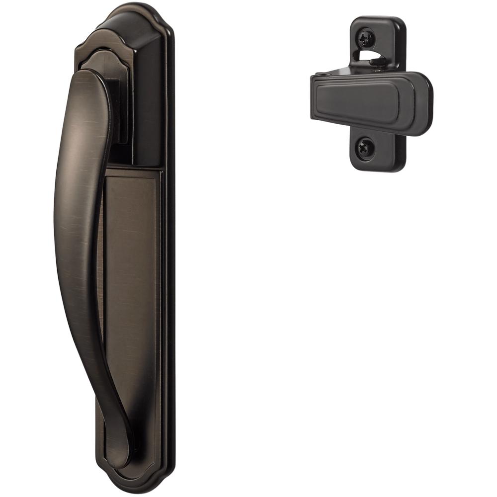 Ideal Security Inc. Storm and Screen Door Pull Handle Set with Back Plate Oil Rubbed Bronze Finish