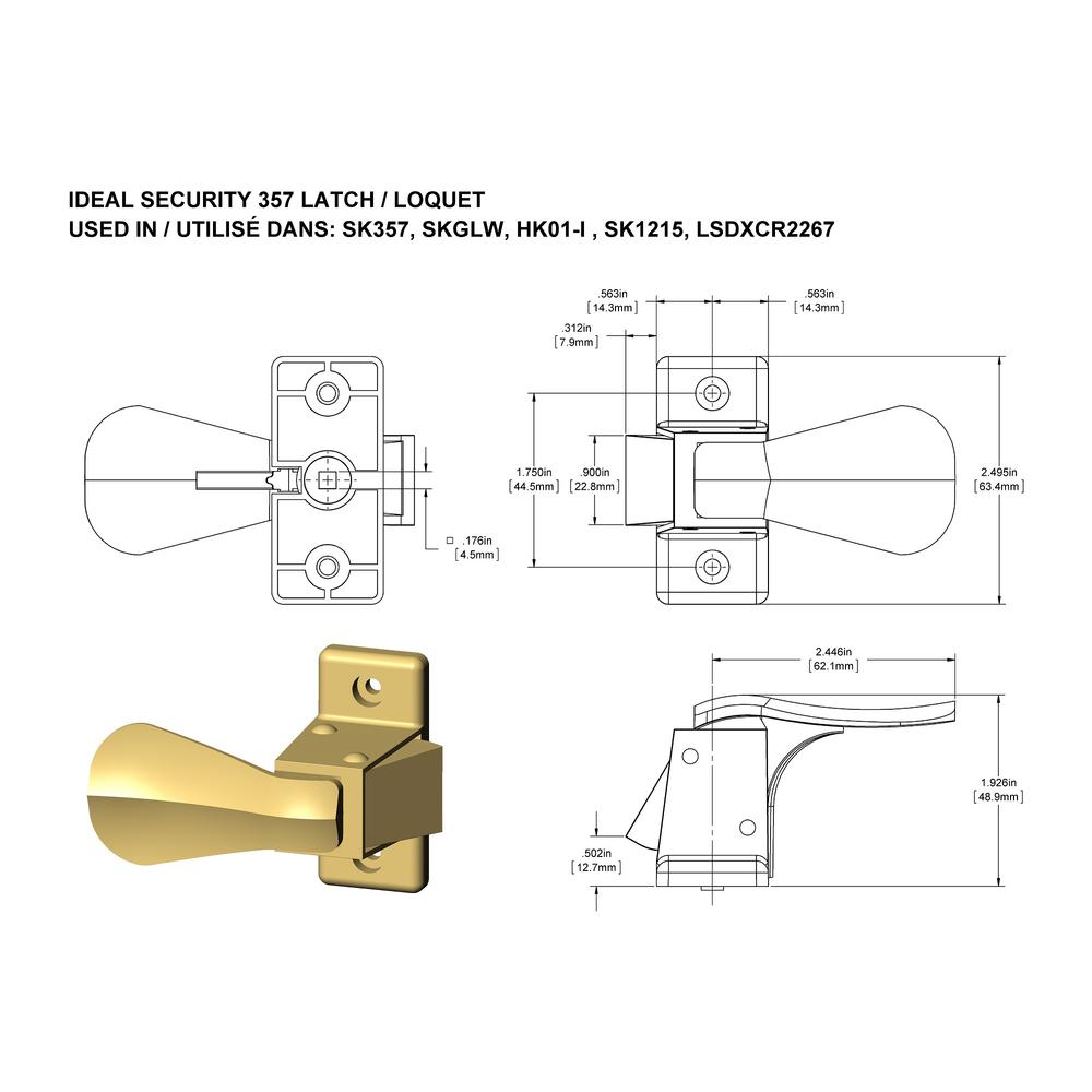 Ideal Security Inc. Storm Door Lever Handle Set Antique Brass Finish