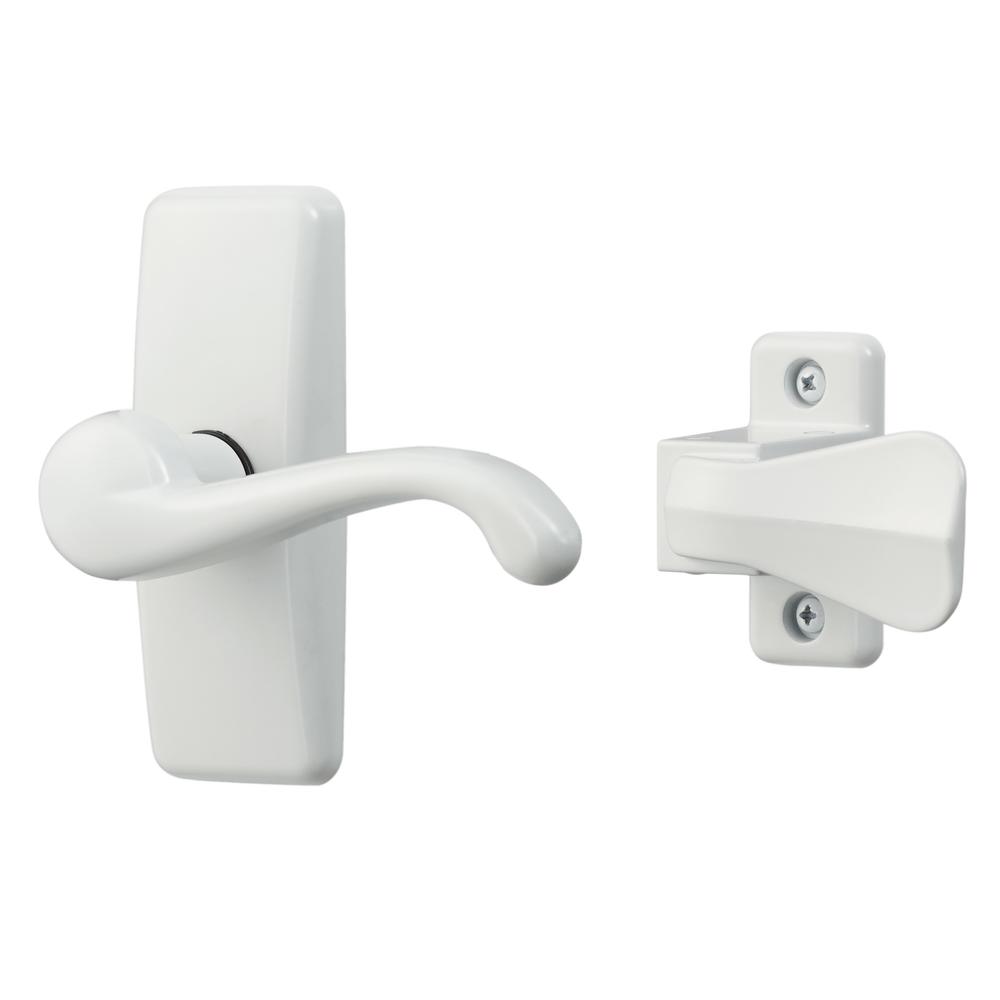 Ideal Security Inc. Storm Door Lever Handle Set Painted White