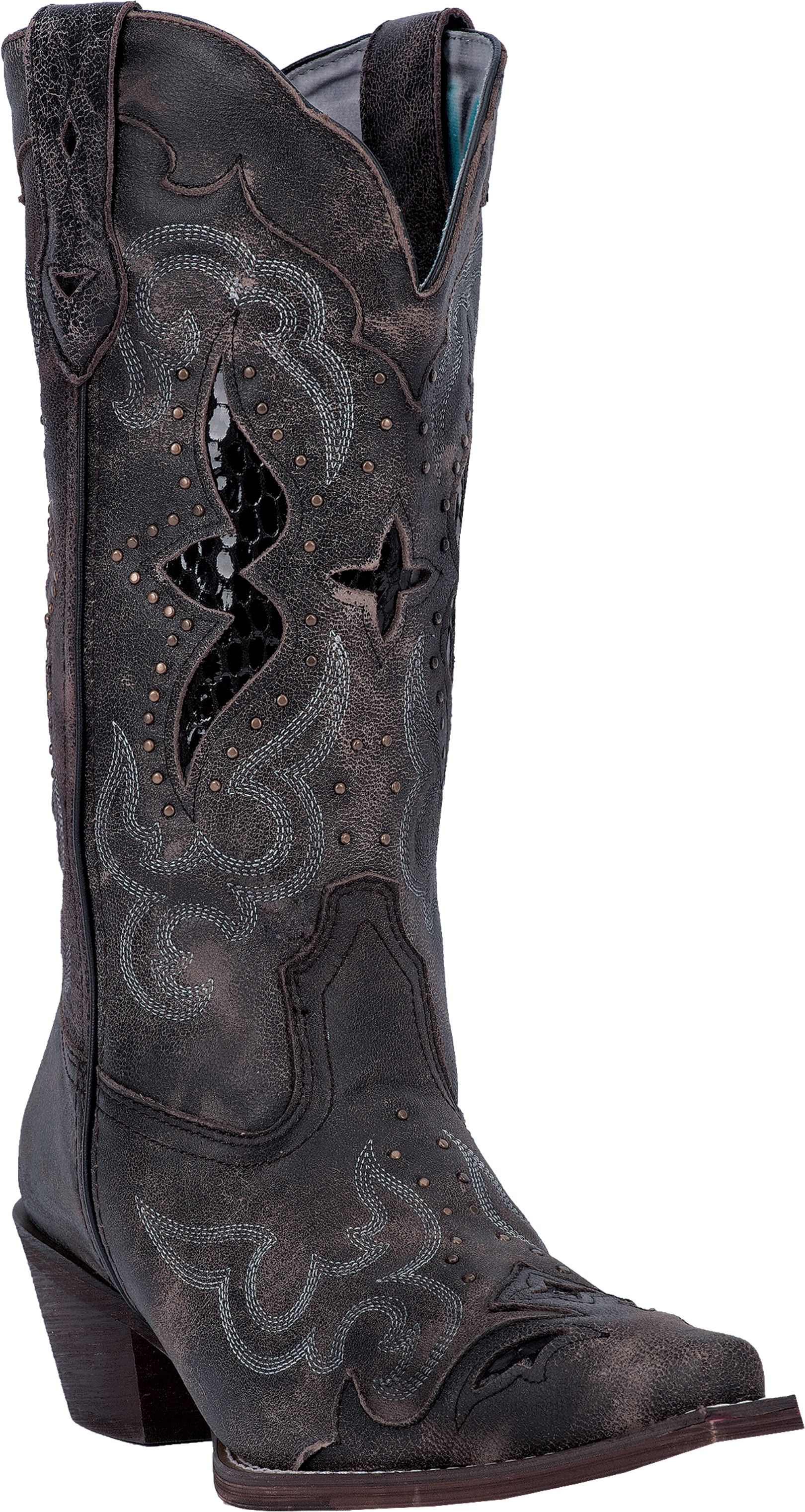 Laredo Women's Lucretia Black/Tan Cowboy Boot W/ Snake Print Inlay