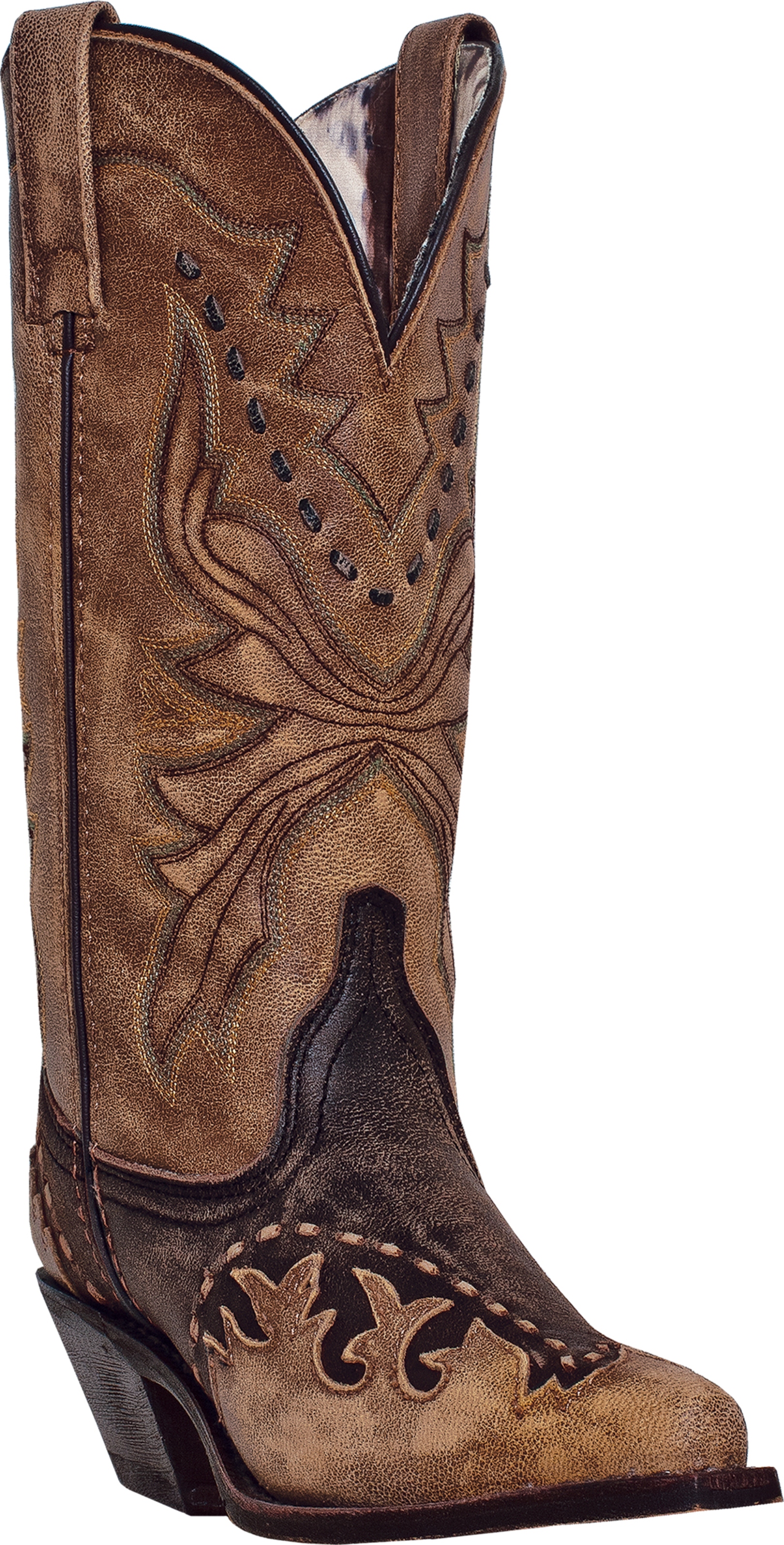 Laredo Women's Cullison Black/Tan/Tan Cowboy Boots W/Laced Tip