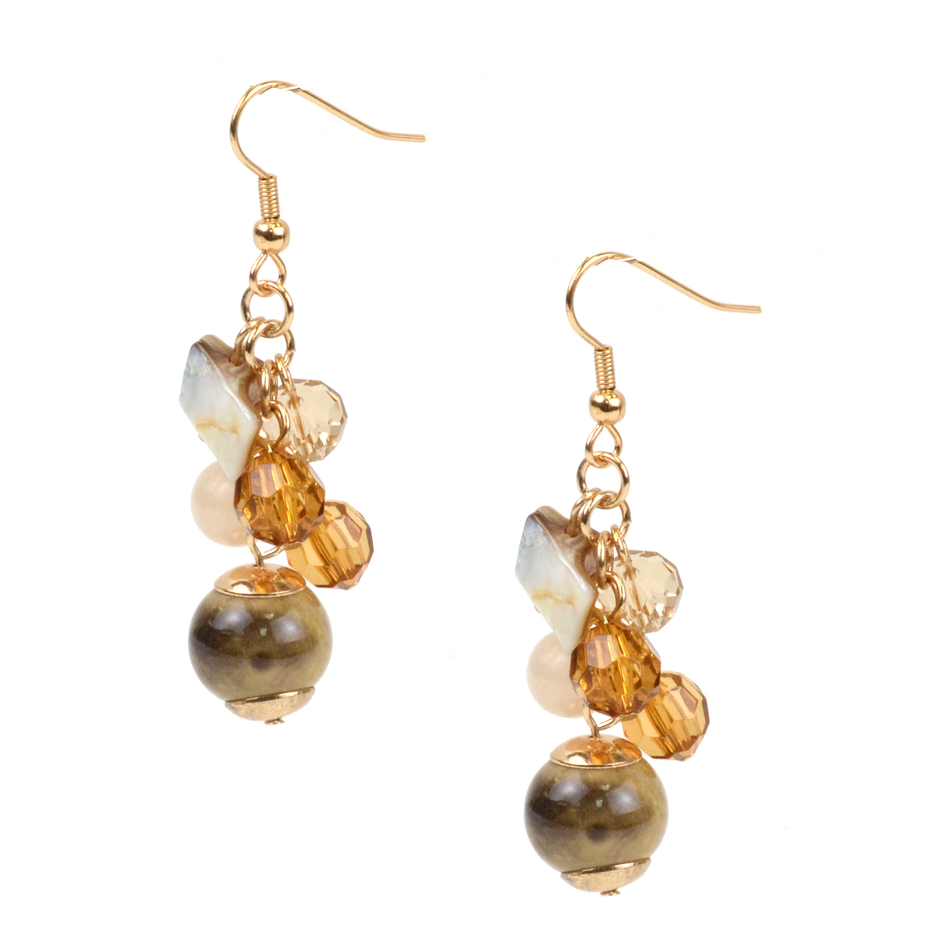 Jaclyn Smith Women’s Beaded Cluster Dangle Earrings, Yellow Jaclyn Smith Women’s Beaded Cluster Dangle Earrings, Yellow