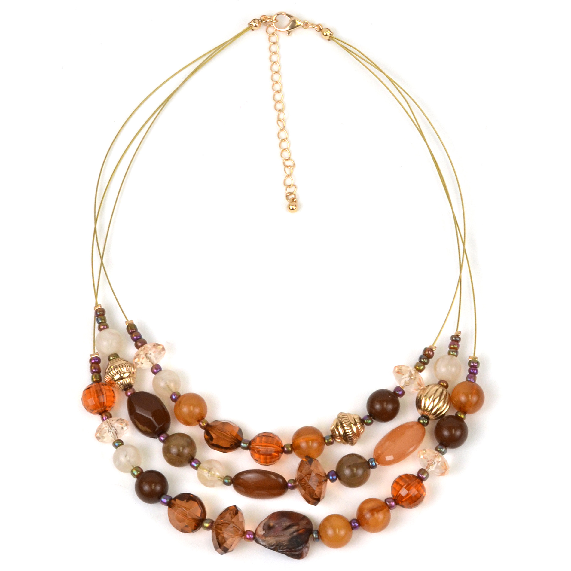 Jaclyn Smith Women’s Beaded Multi strand Bib Necklace, Yellow Jaclyn Smith Women’s Beaded Multi strand Bib Necklace, Yellow