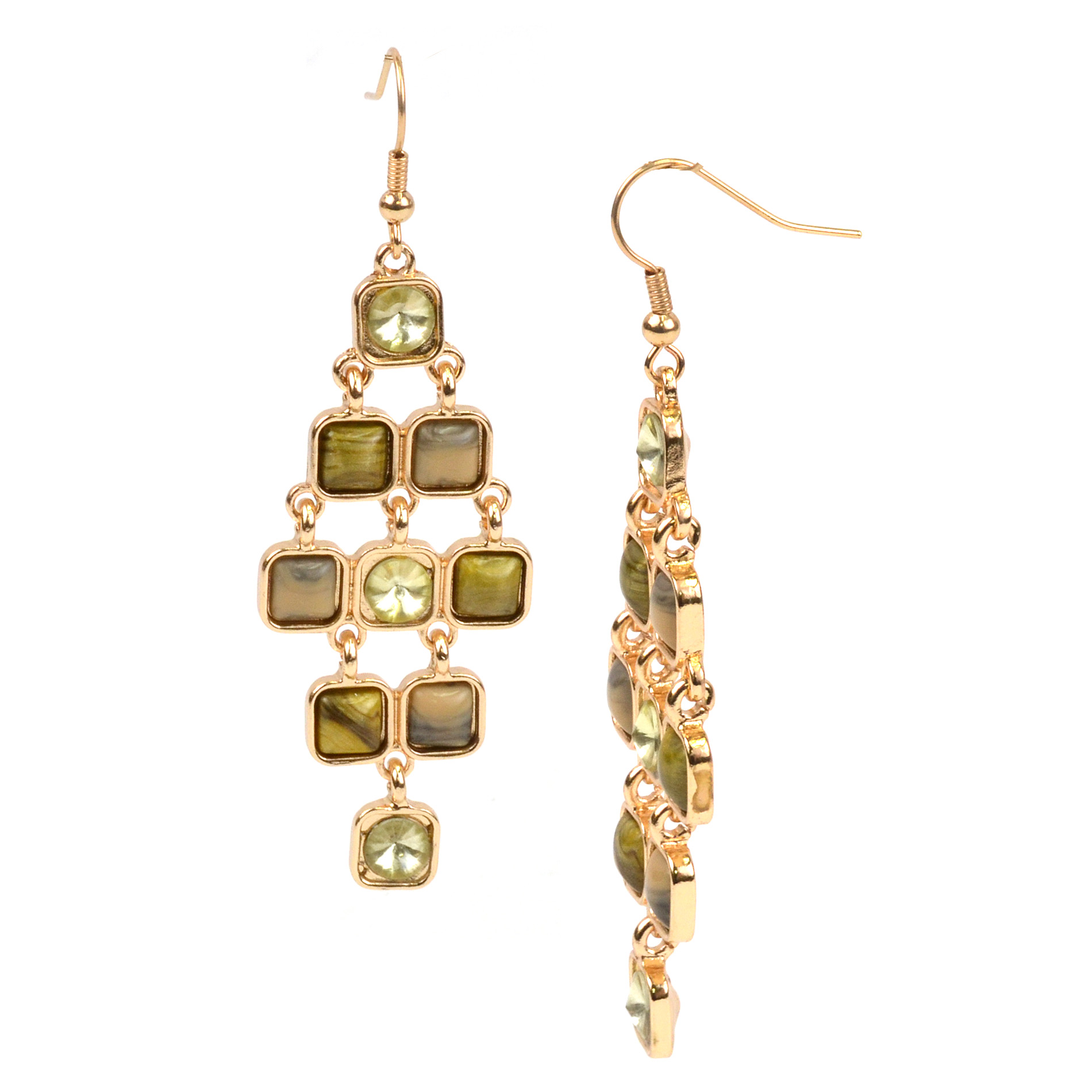 Jaclyn Smith Women’s Square Cluster Dangle Earrings, Yellow Jaclyn Smith Women’s Square Cluster Dangle Earrings, Yellow