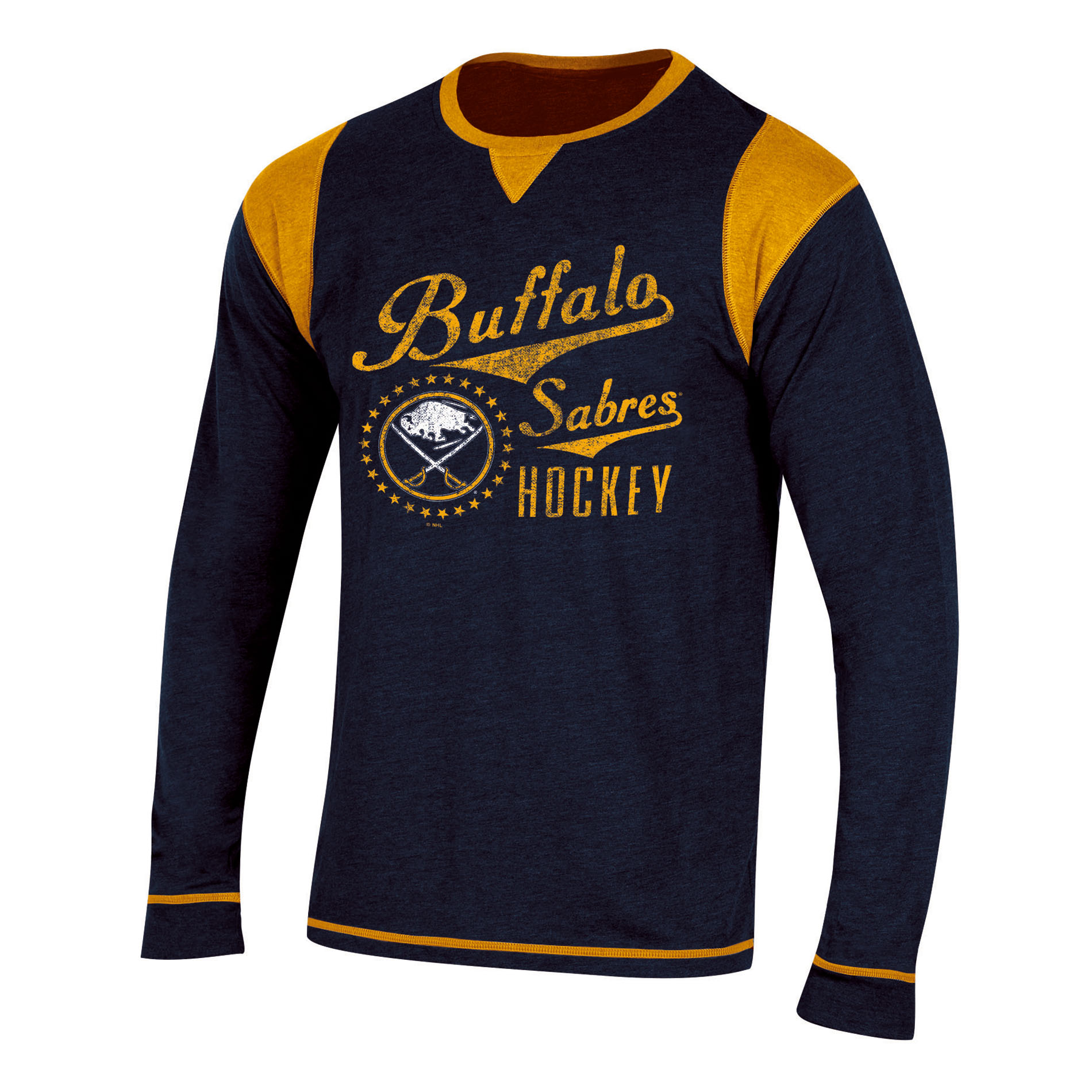 NHL Men’s Big & Tall Long-Sleeve Color-Block T-Shirt - Buffalo Sabres, Size: 3XL NHL Men’s Big & Tall Long-Sleeve Color-Block T-Shirt - Buffalo Sabres, Size: 3XL