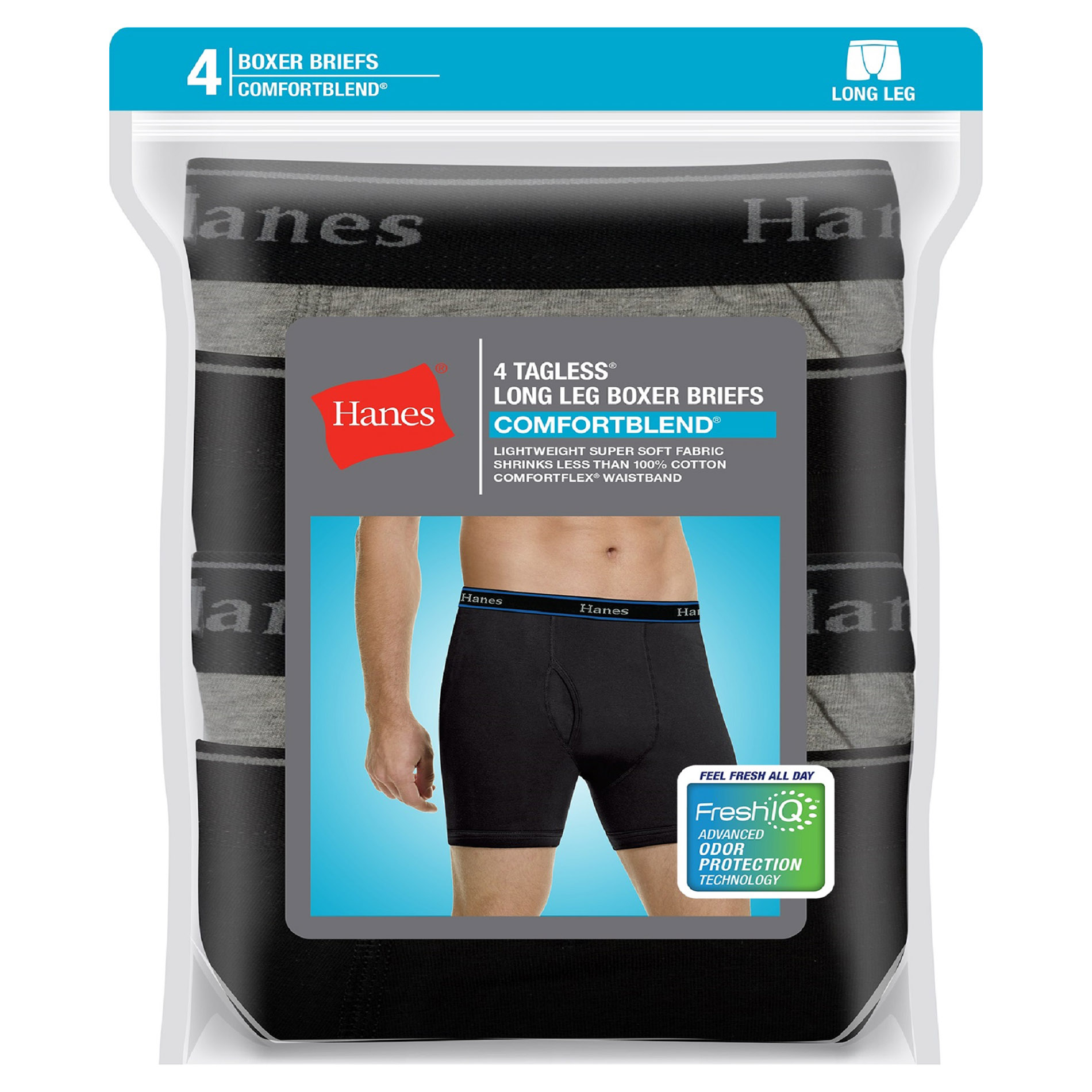 Hanes Men’s 4Pack ComfortBlend Long Leg Boxer Briefs Shop Your Way