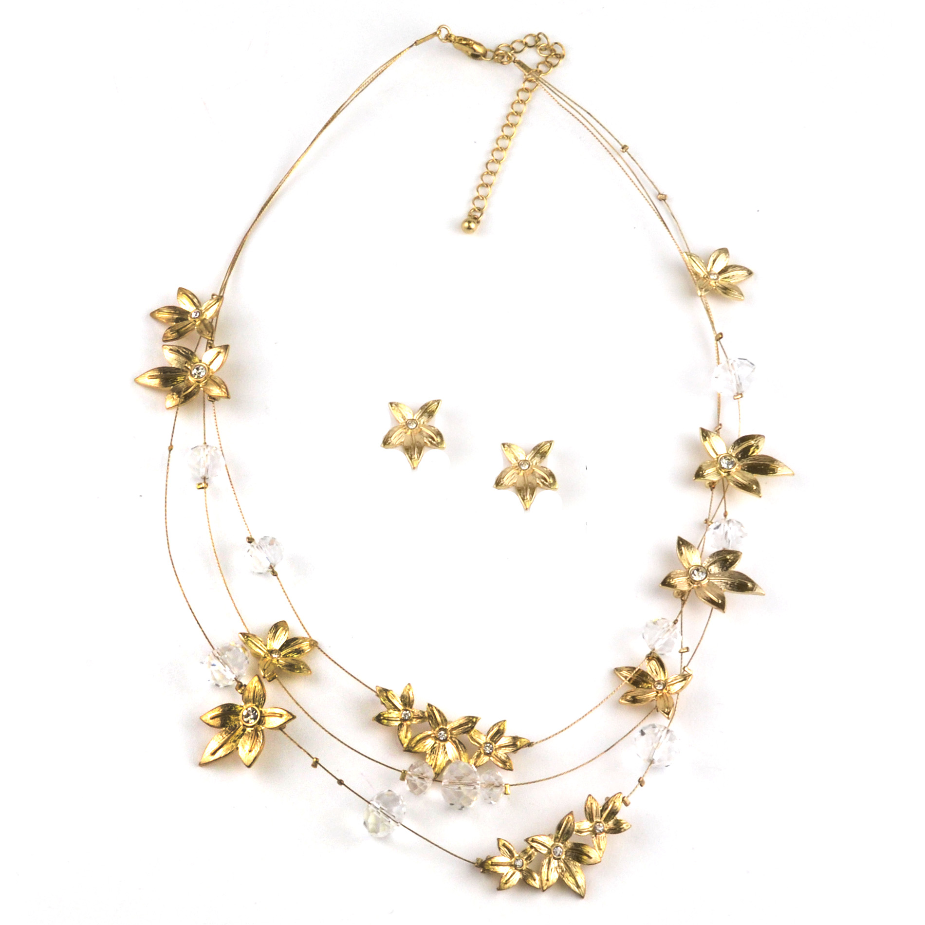 Attention Women&#8217;s Flower Illusion Necklace & Earrings Set