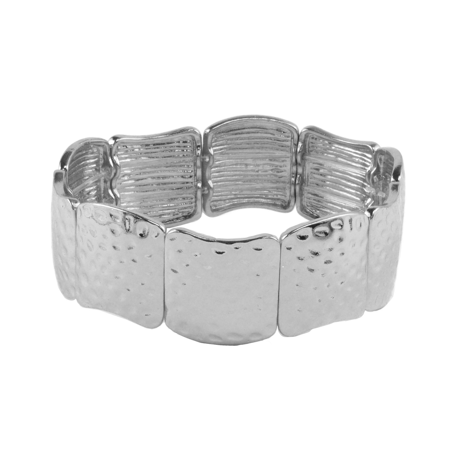 Attention Plus Women&#8217;s Silver-Tone Hammered Stretch Bracelet