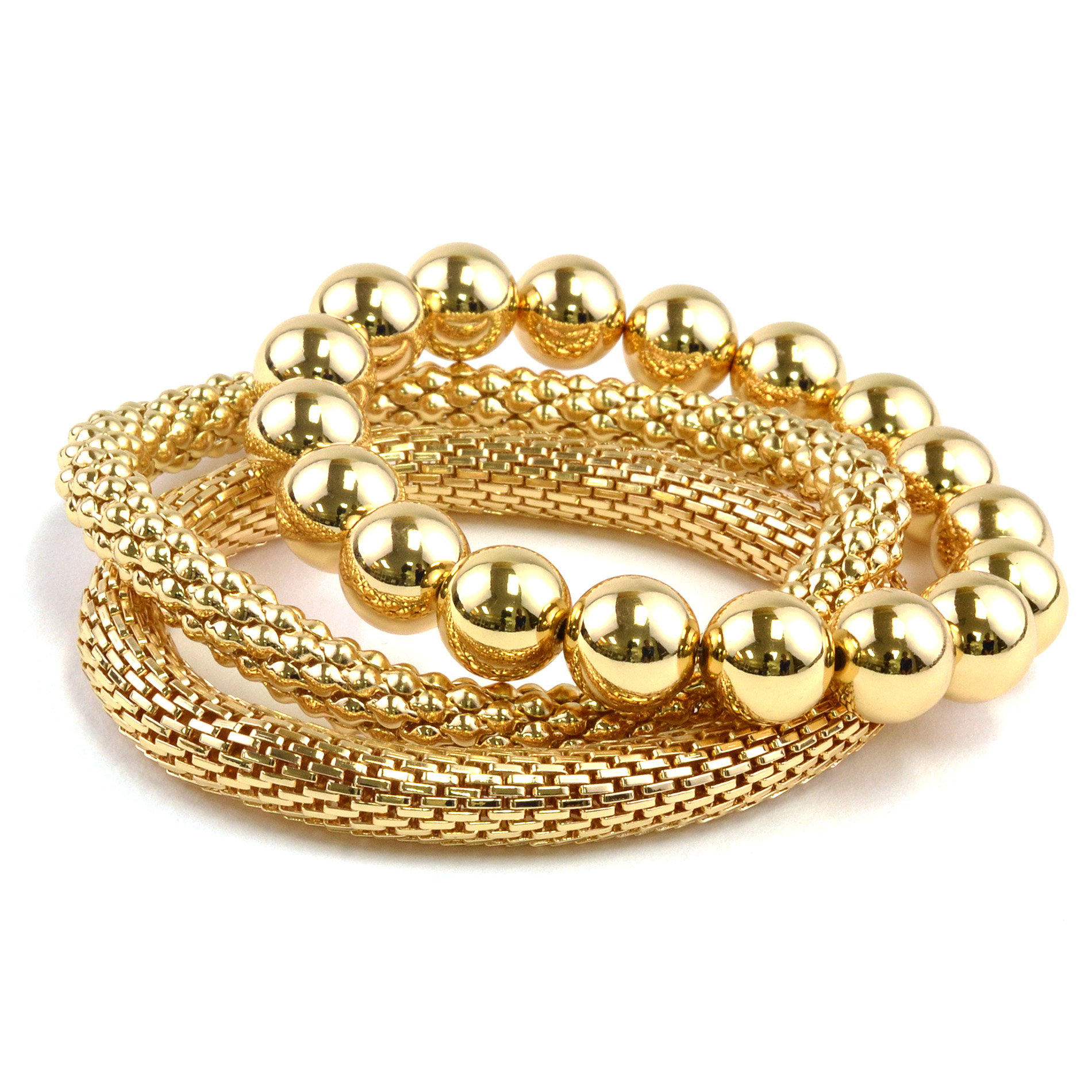 Attention Plus Women&#8217;s 3-Pack Gold-Tone Stretch Bracelets