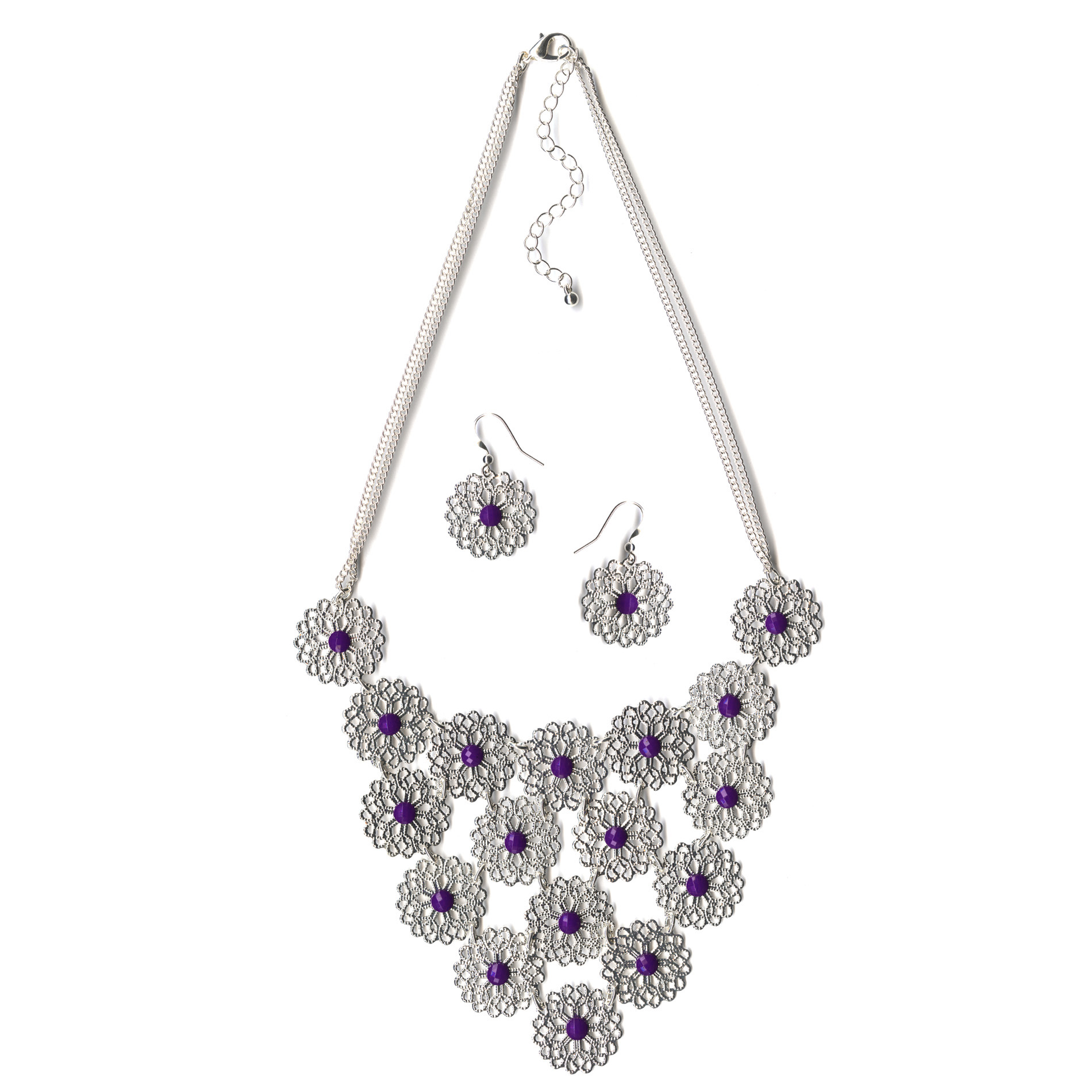 Jaclyn Smith Women&#8217;s Floral Necklace & Earrings Set