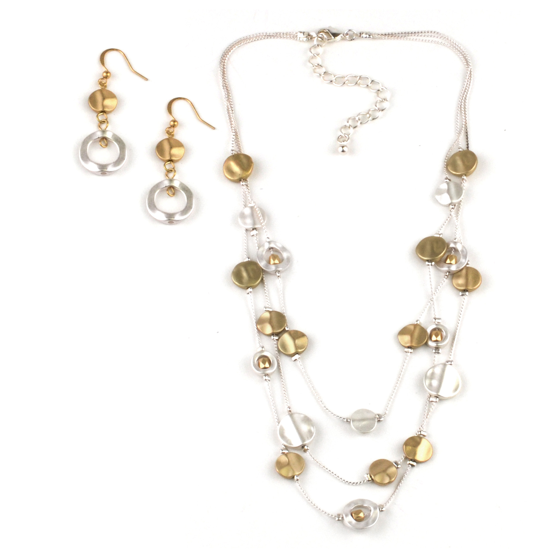 Attention Women&#8217;s Hammered Illusion Necklace & Earrings Set