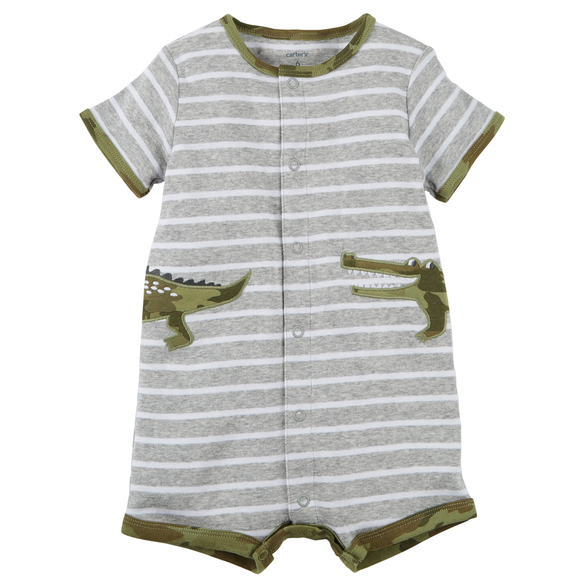 Carter's Infant Boys&#8217; Striped Romper - Crocodile Applique