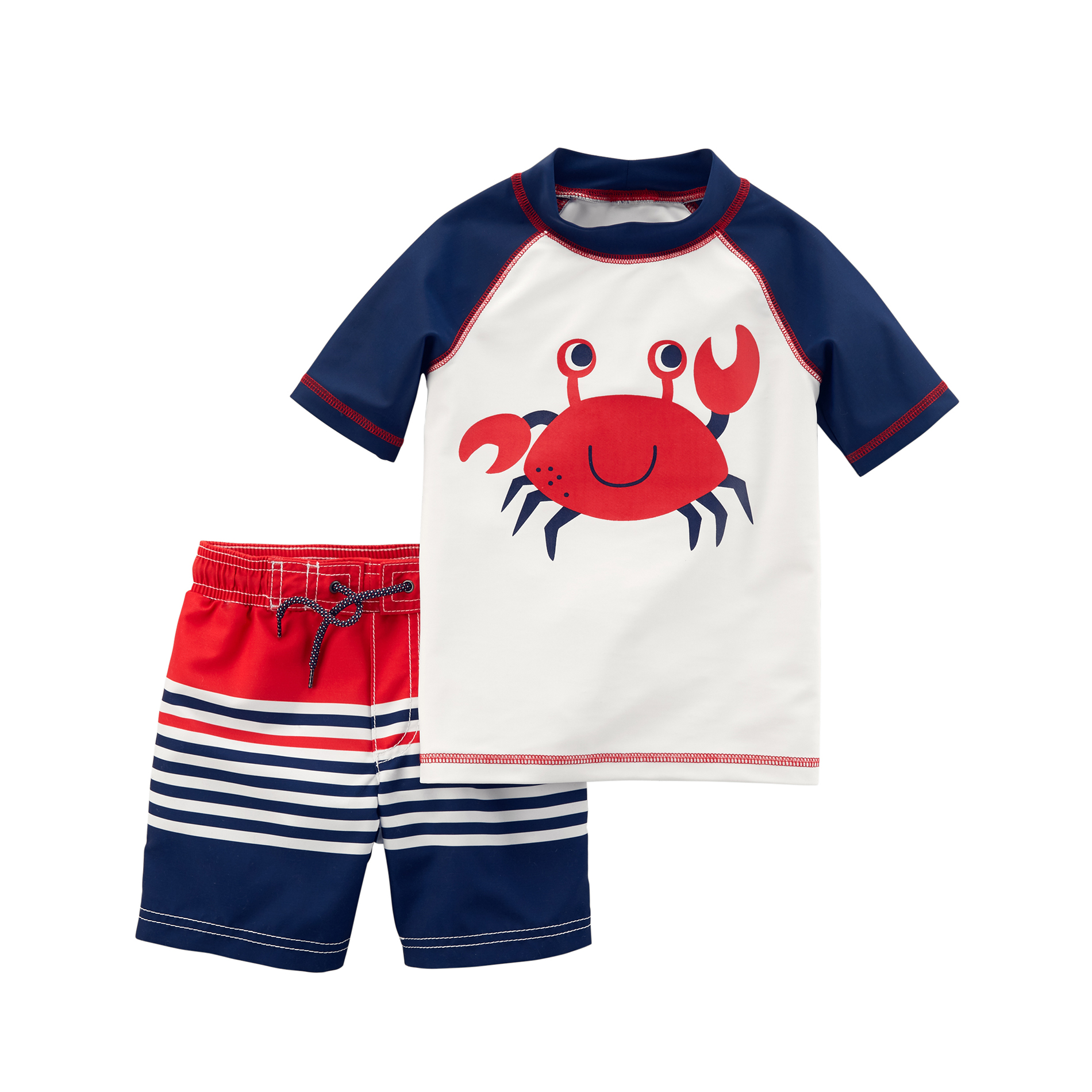 Carter's Infant Boys&#8217; Short-Sleeve Rash Guard & Trunks Set - Crab