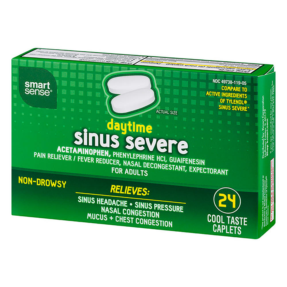 Daytime Sinus Severe Cool Taste Caplets, 24 Count