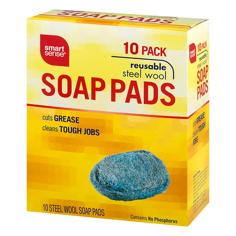 Smart Sense Steel Wool Soap Pads, 10 Count