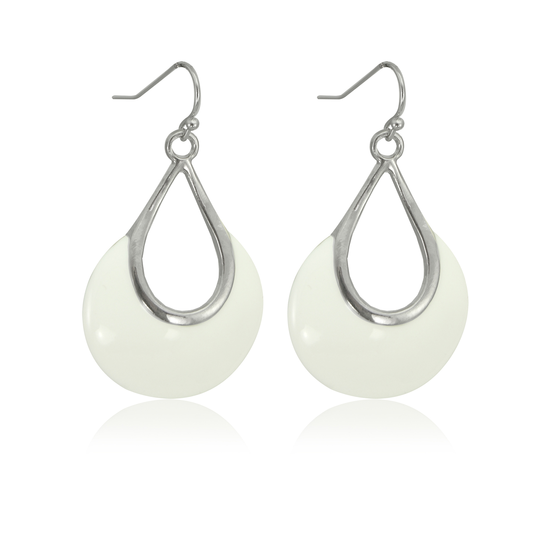 Women's White Fish-Hook Earrings