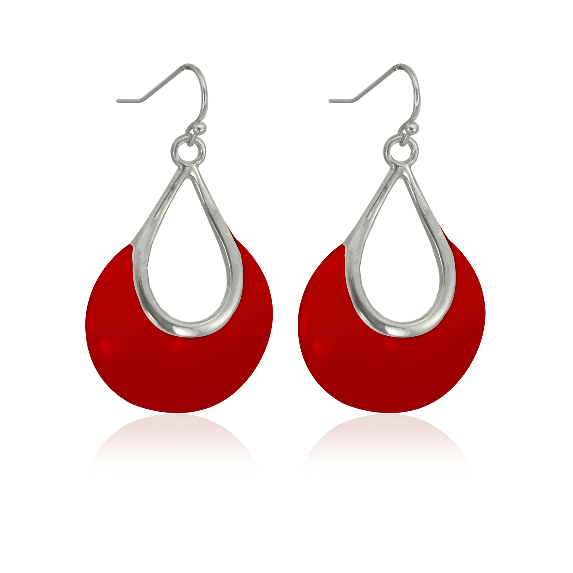 Women's Red Fish-Hook Earrings