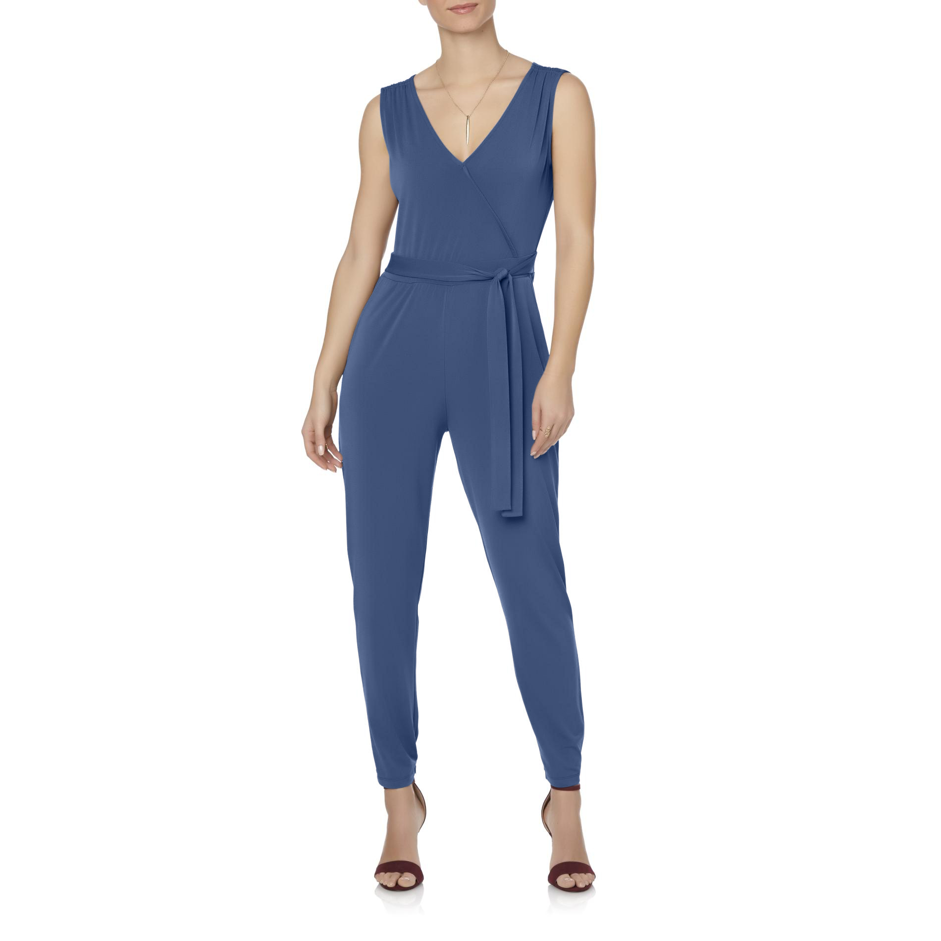 Simply Styled Women's Cross Front Jumpsuit - Striped