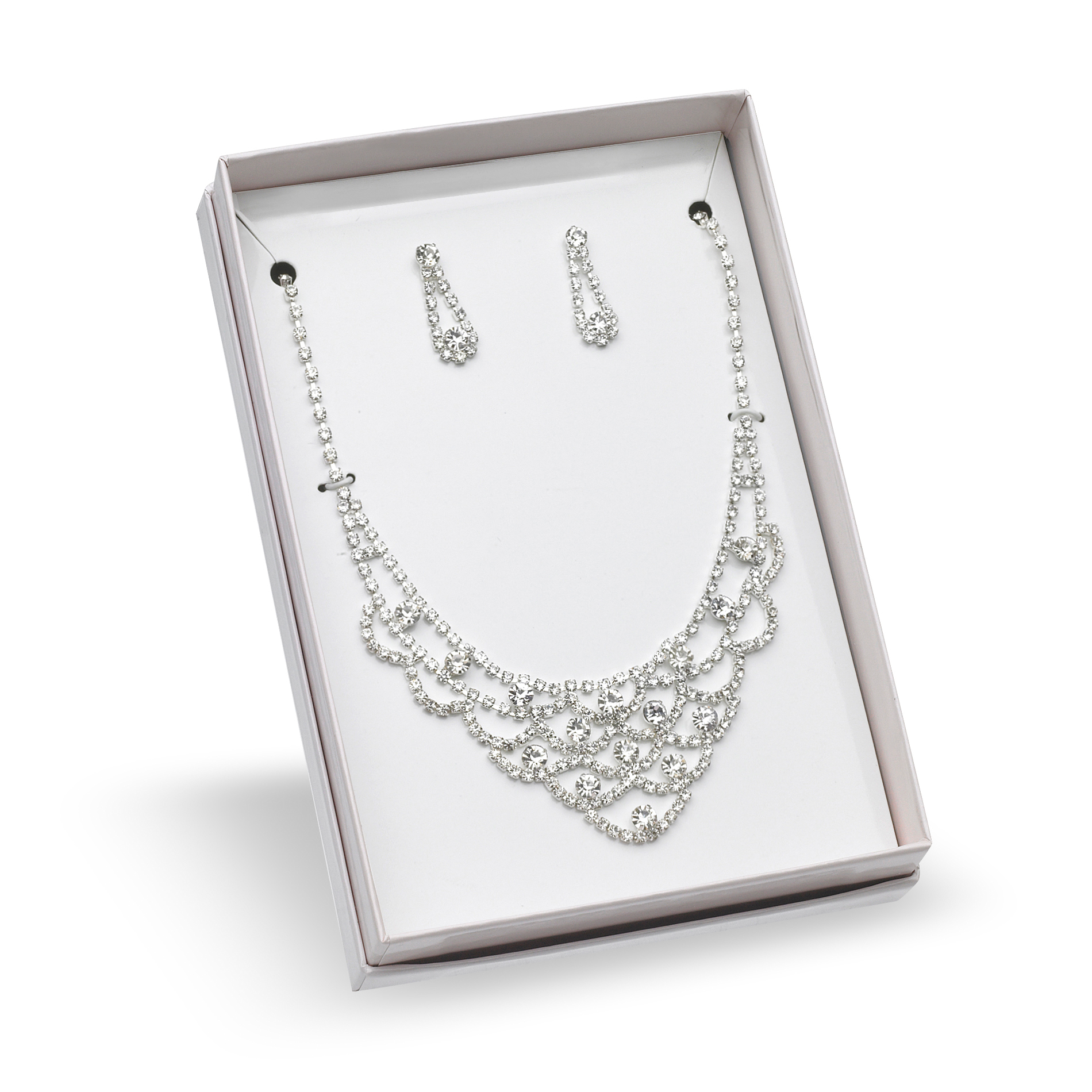 Women&#8217;s Rhinestone Necklace & Earrings Set