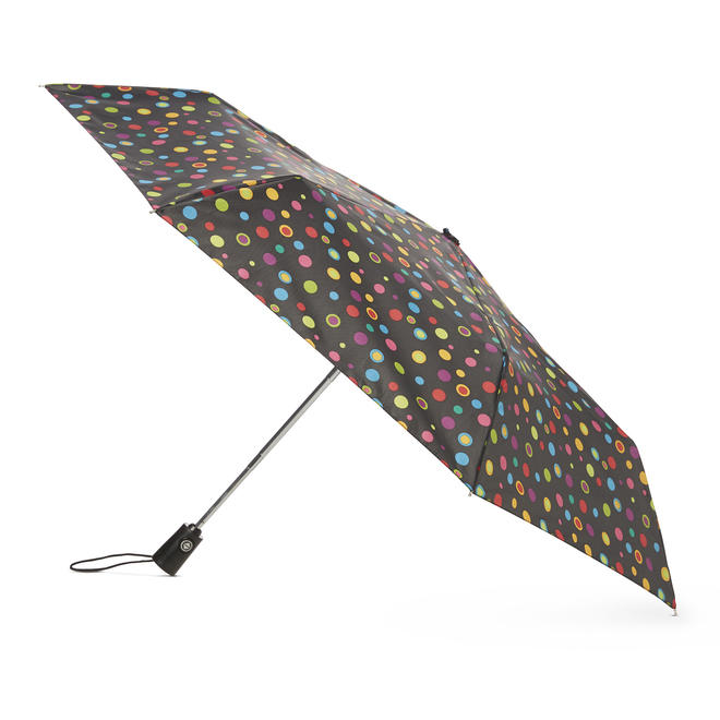Totes Automatic Travel Umbrella & Cover Dots