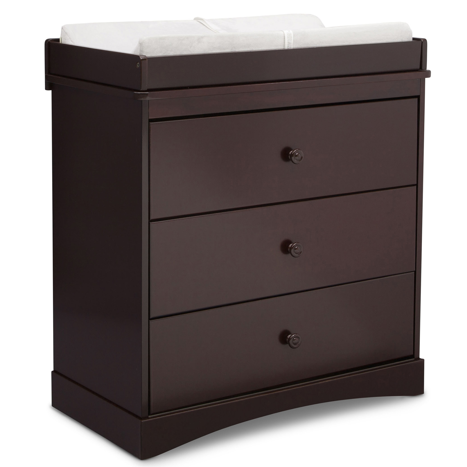 Delta Children 3 Drawer Dresser With Changing Topper Dark Chocolate
