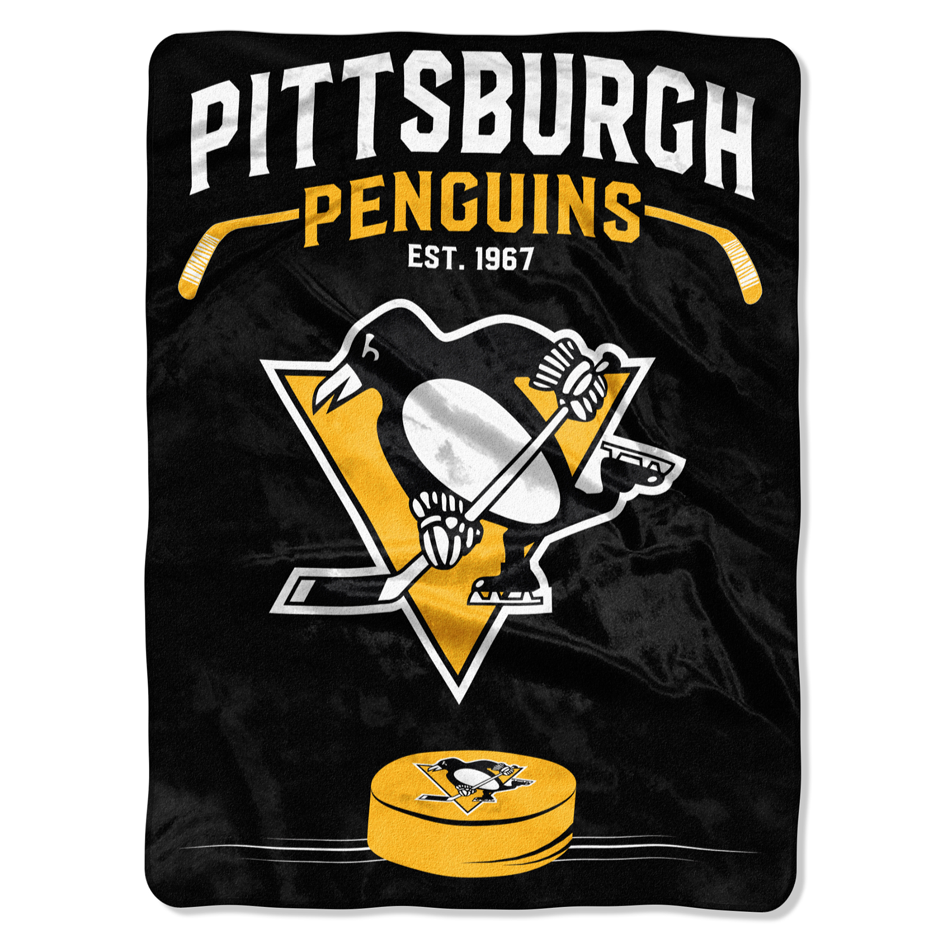 NHL Royal Plush Throw Blanket - Pittsburgh Penguins, White NHL Royal Plush Throw Blanket - Pittsburgh Penguins, White