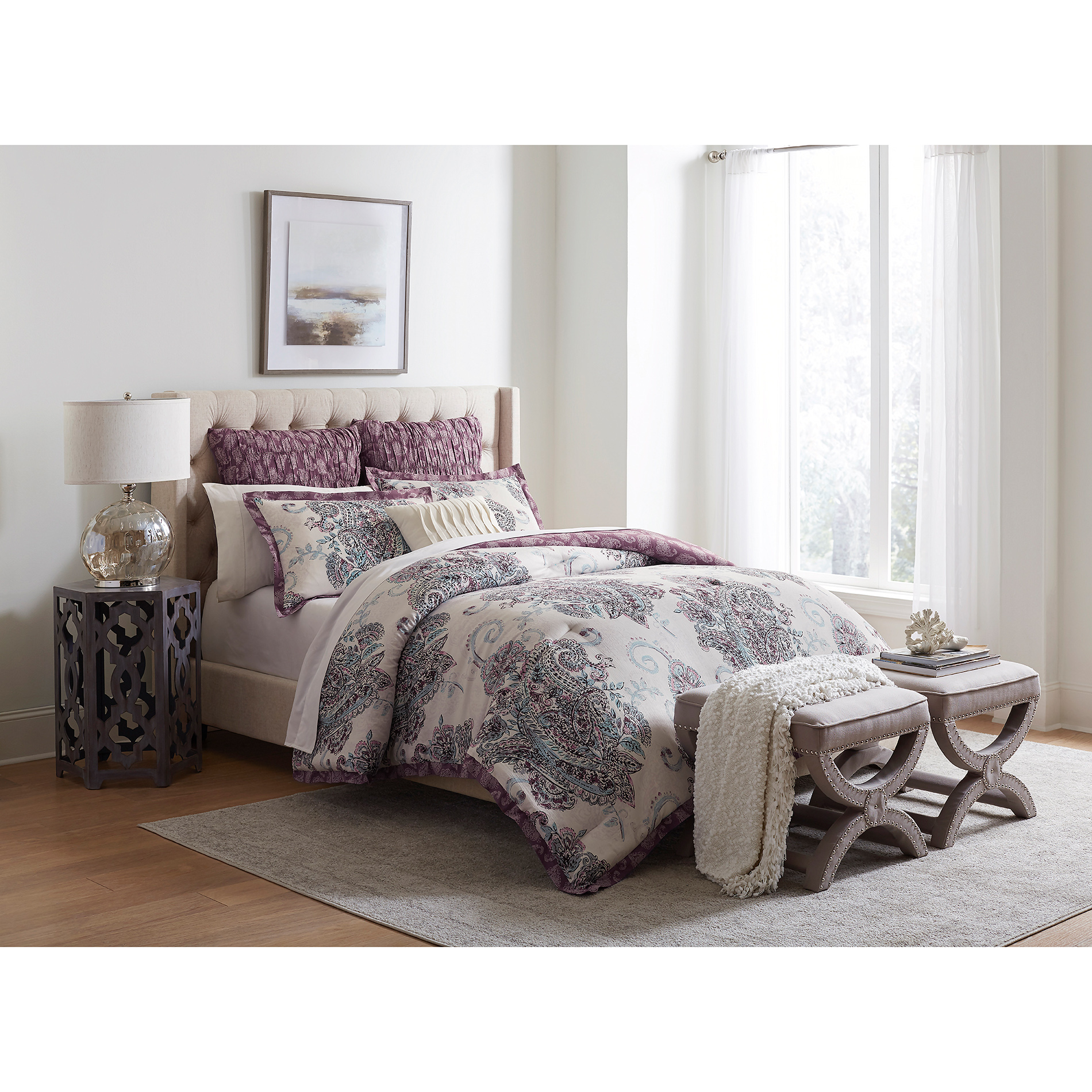 Jaclyn Smith Comforter Set Painterly Paisley