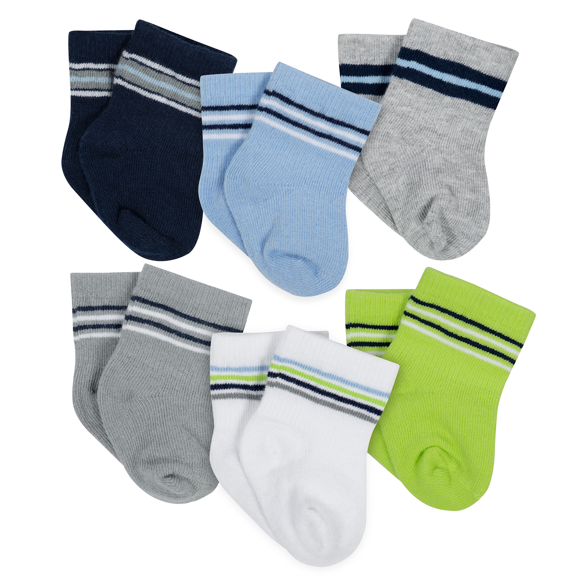 Gerber Childrenswear Infants’ Assorted 6-Pack Terry Socks, Size: 0-3 Months, White Gerber Childrenswear Infants’ Assorted 6-Pack Terry Socks, Size: 0-3 Months, White