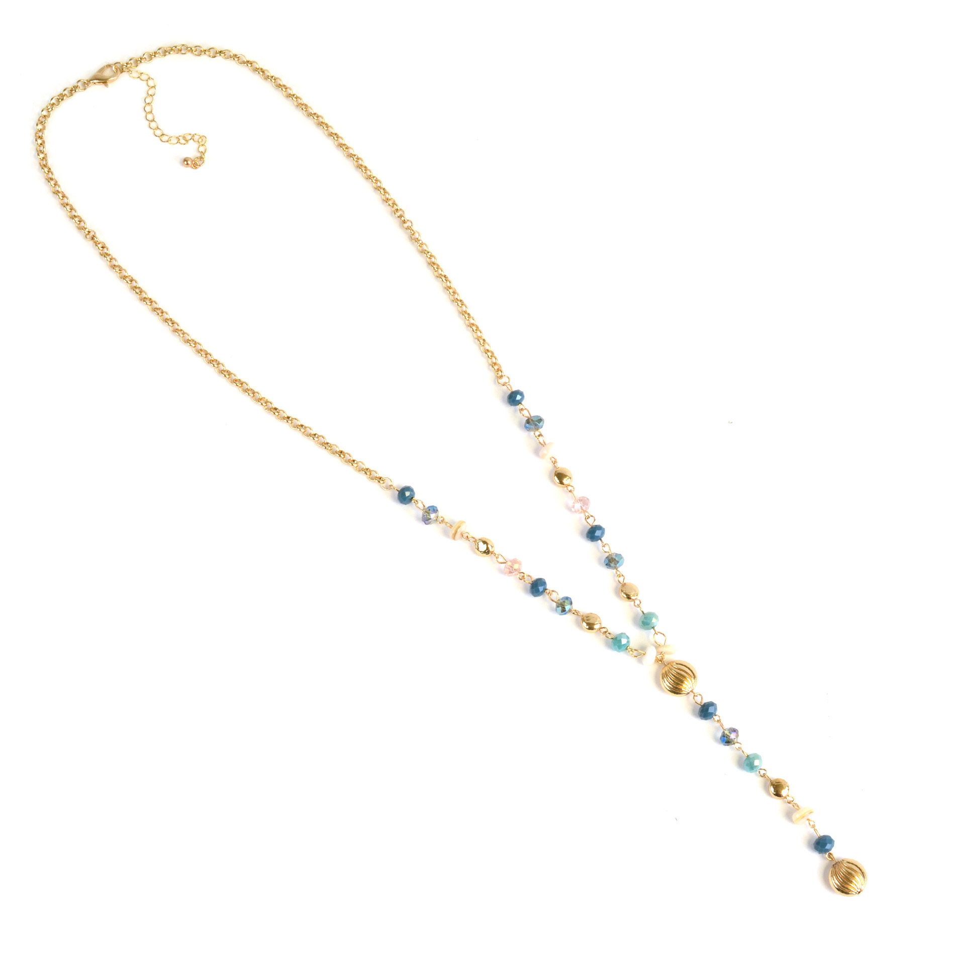 Attention Embellished Y Necklace, Blue Attention Embellished Y Necklace, Blue