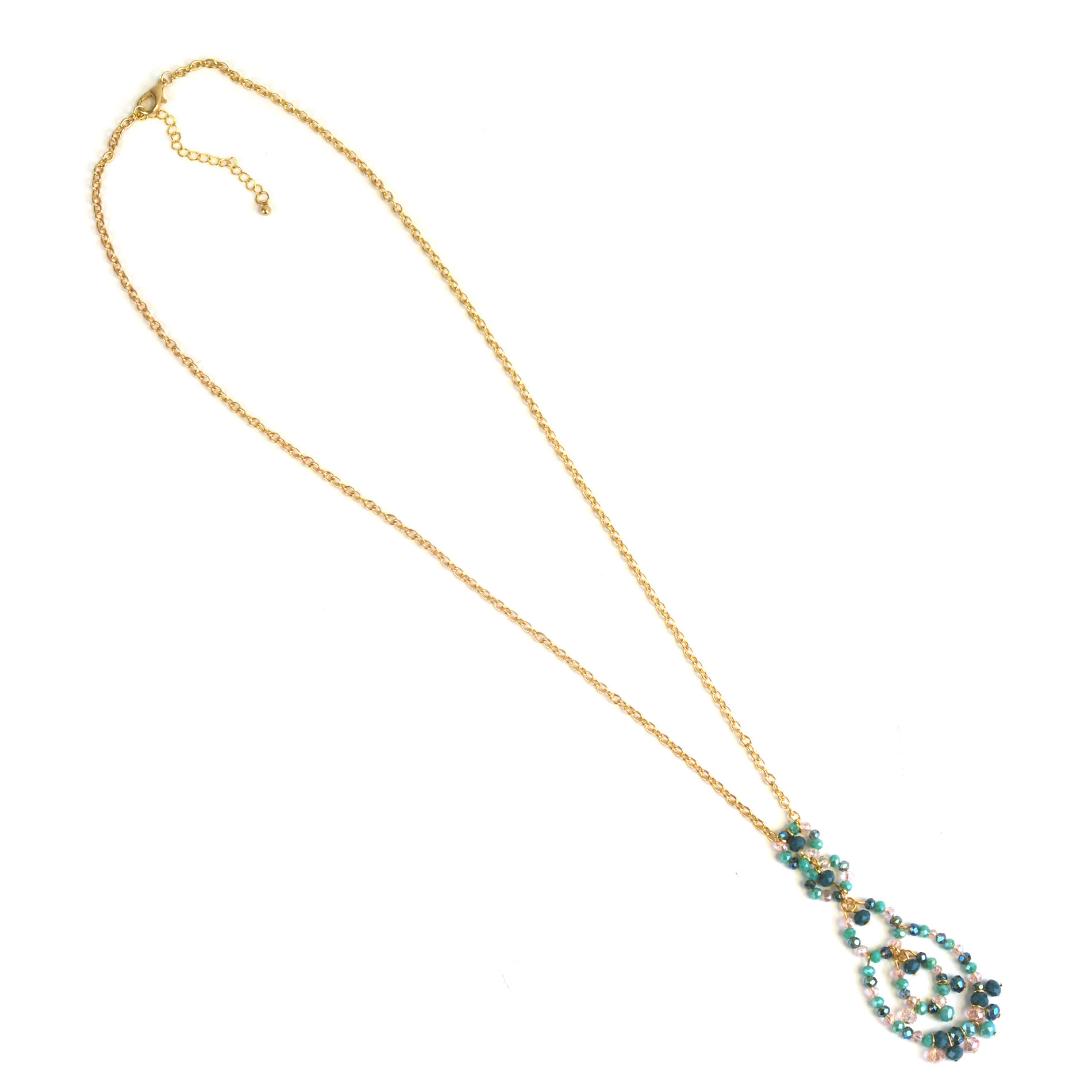 Attention Embellished Teardrop Necklace, Multi color Attention Embellished Teardrop Necklace, Multi color
