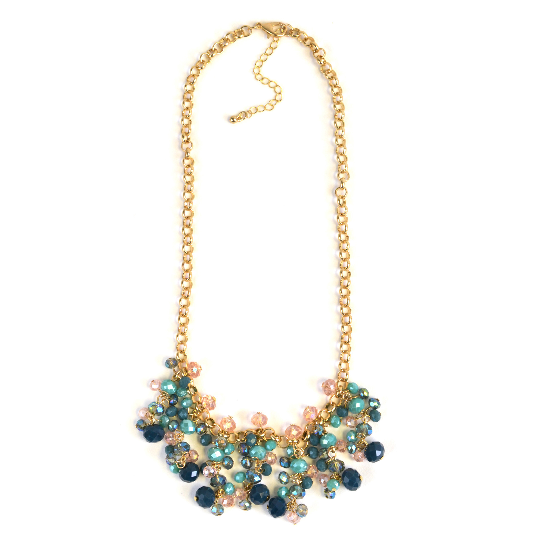 Attention Embellished Cluster Necklace, Multi color Attention Embellished Cluster Necklace, Multi color