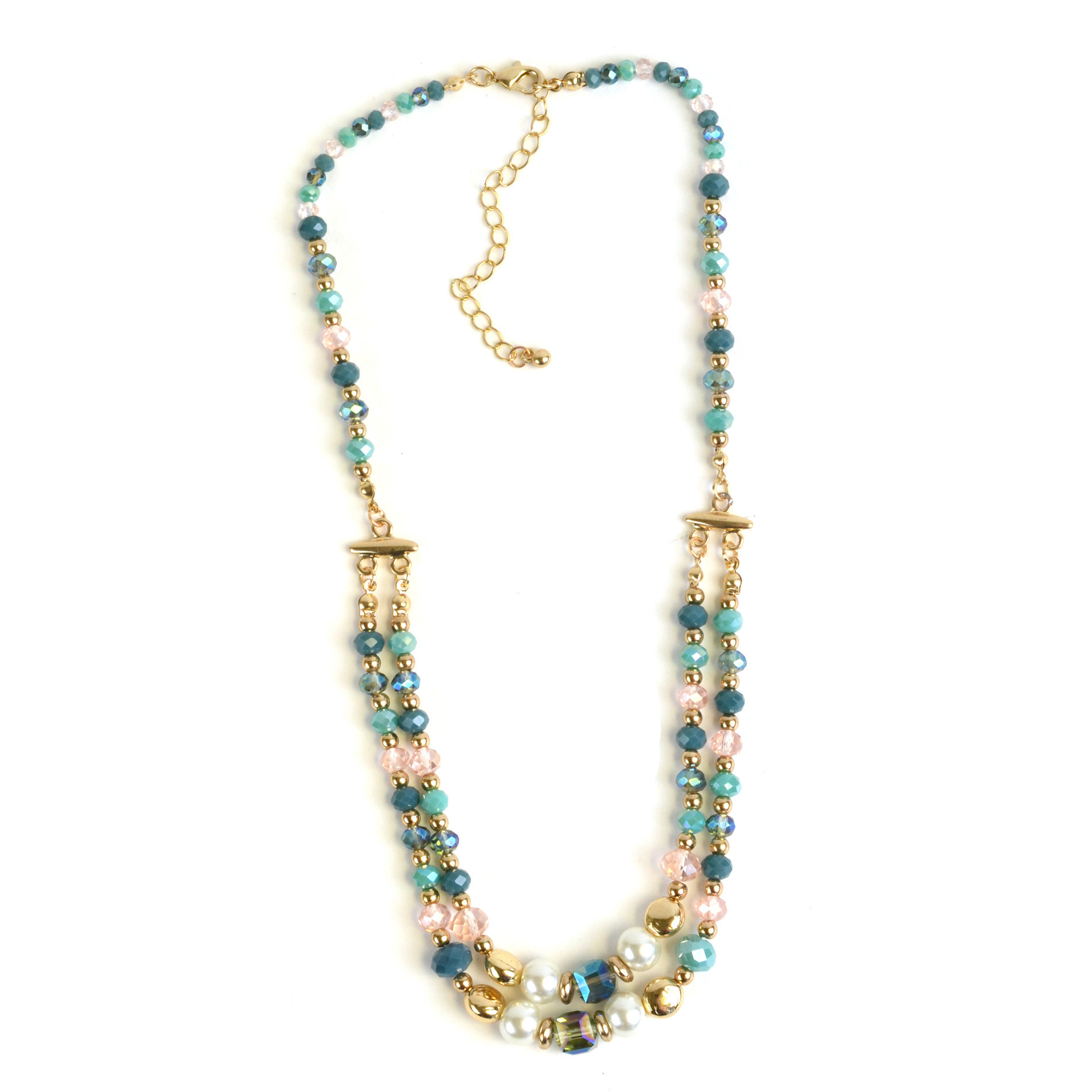 Attention Embellished 2-Row Necklace, Multi color Attention Embellished 2-Row Necklace, Multi color