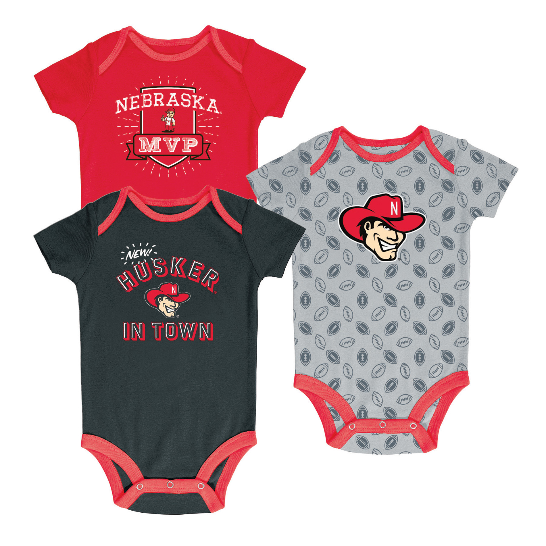 NCAA Infant Boys&#8217; 3pc. Bodysuits - Nebraska Huskers