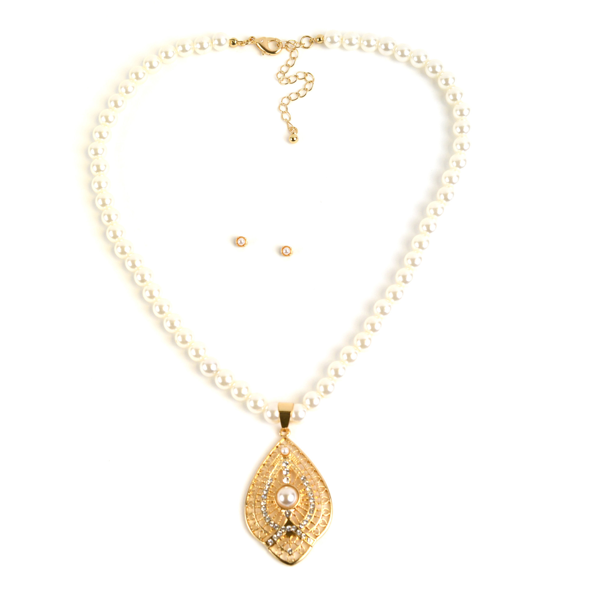 Covington Pearl Filigree Necklace & Earrings Set