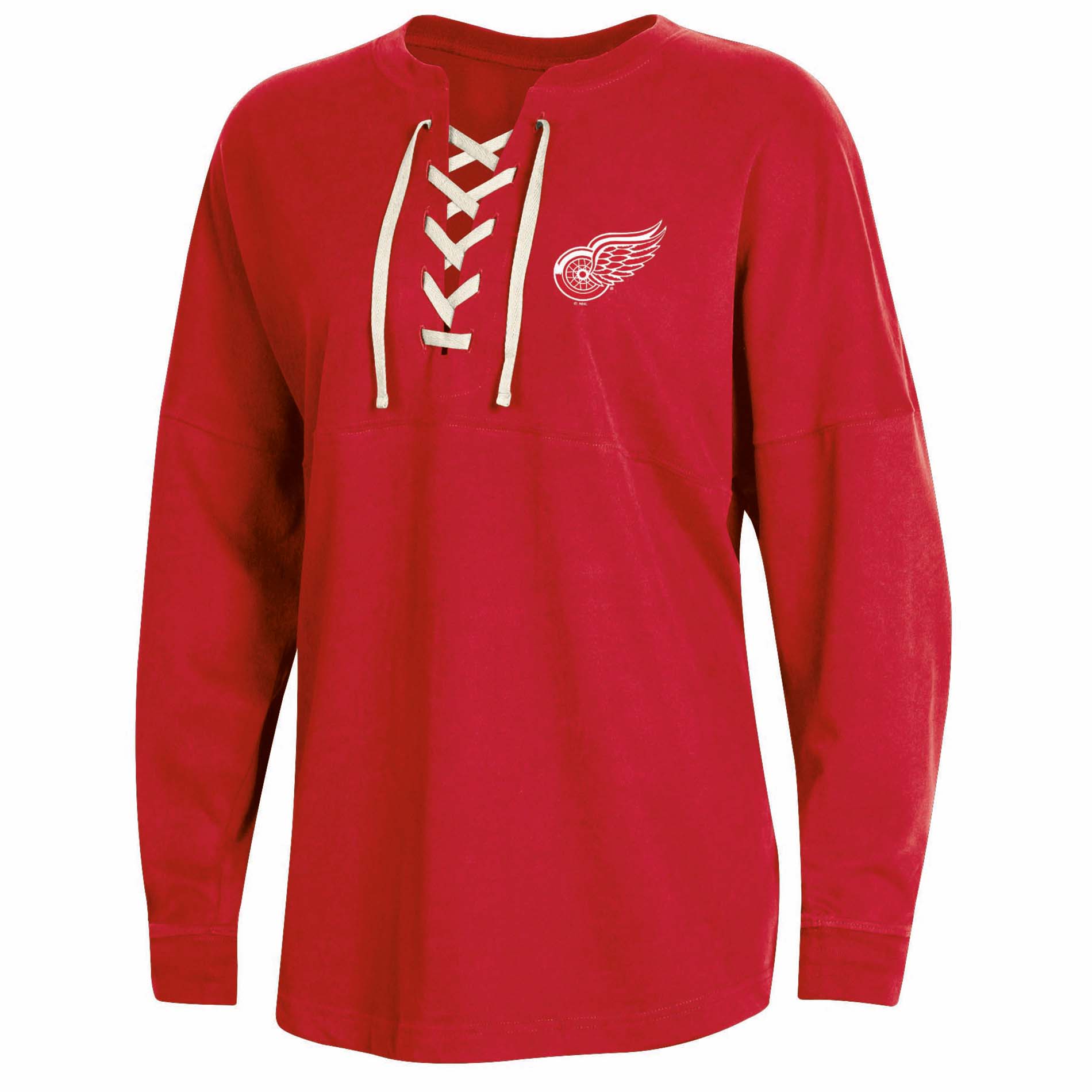 NHL Women’s Detroit Red Wings Oversized Lace-Up Pullover, Size: Small NHL Women’s Detroit Red Wings Oversized Lace-Up Pullover, Size: Small