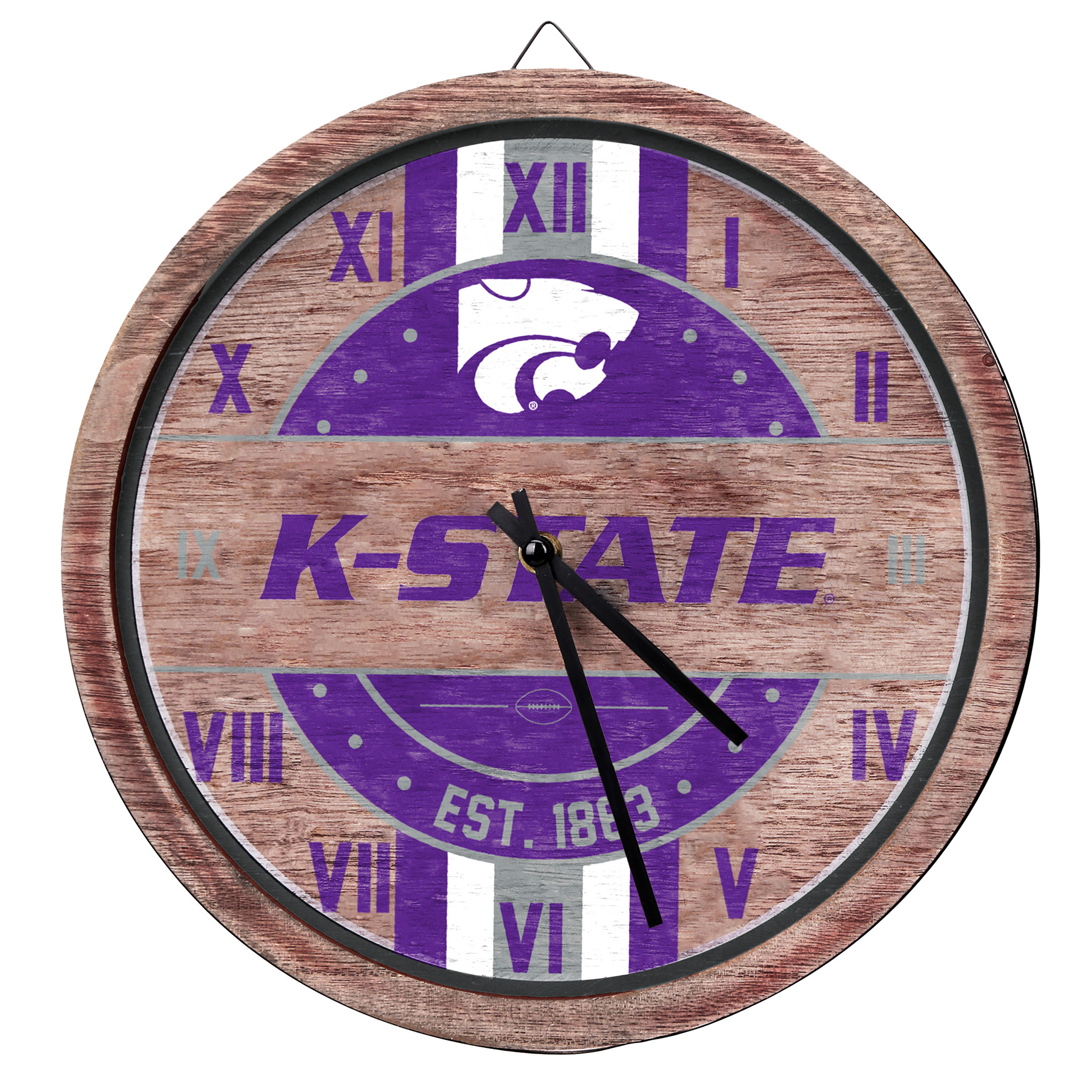 NCAA Wood Barrel Clock - Kansas State Wildcats