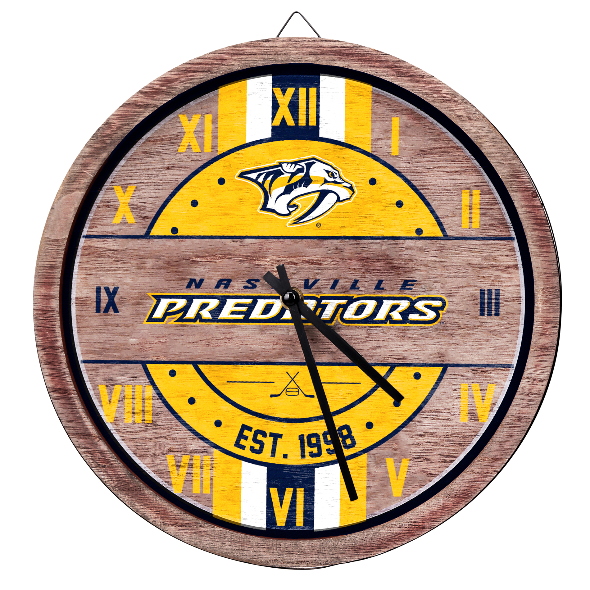 NHL Wood Barrel Clock - Nashville Predators