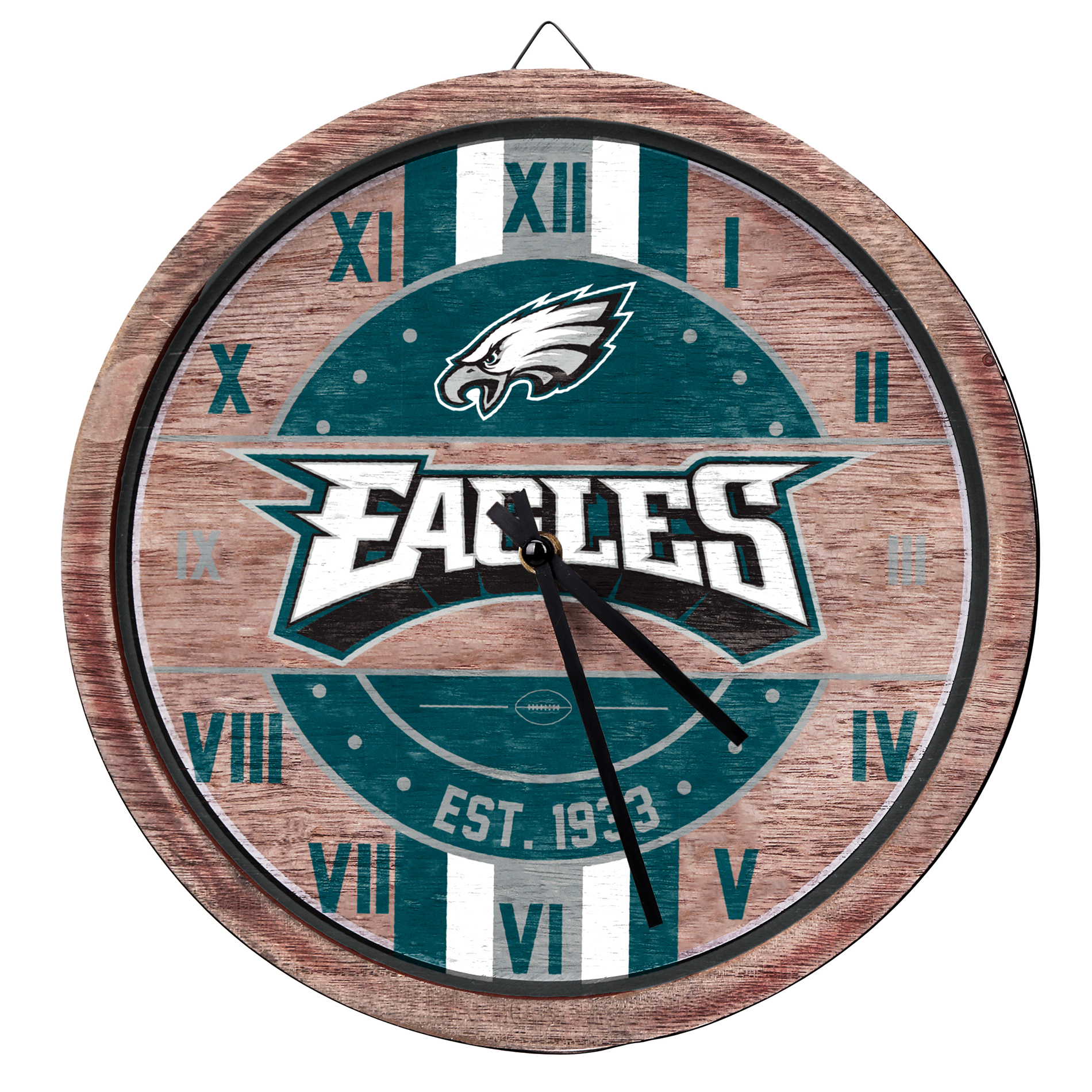 NFL Wood Barrel Clock - Philadelphia Eagles
