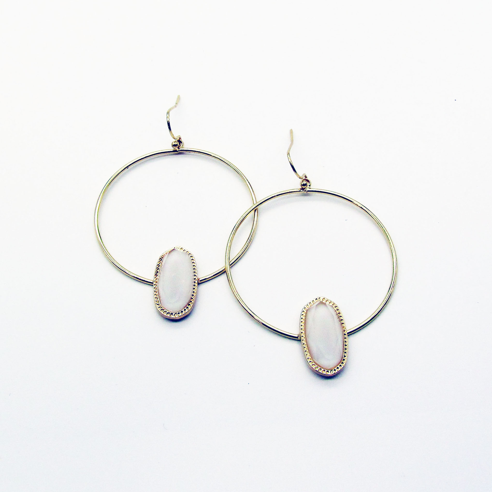 Studio S Women&#8217;s Circle Drop with Opal Cab Earrings
