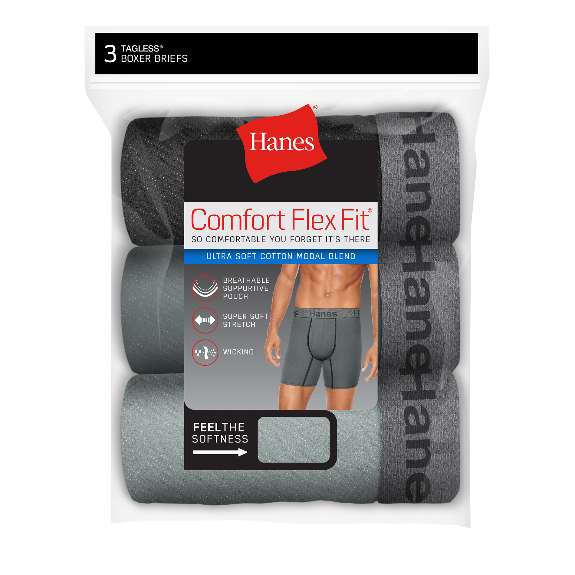 Hanes Men's Comfort Flex Fit Breathable Boxer Briefs - 3 Pack (S-XXL)