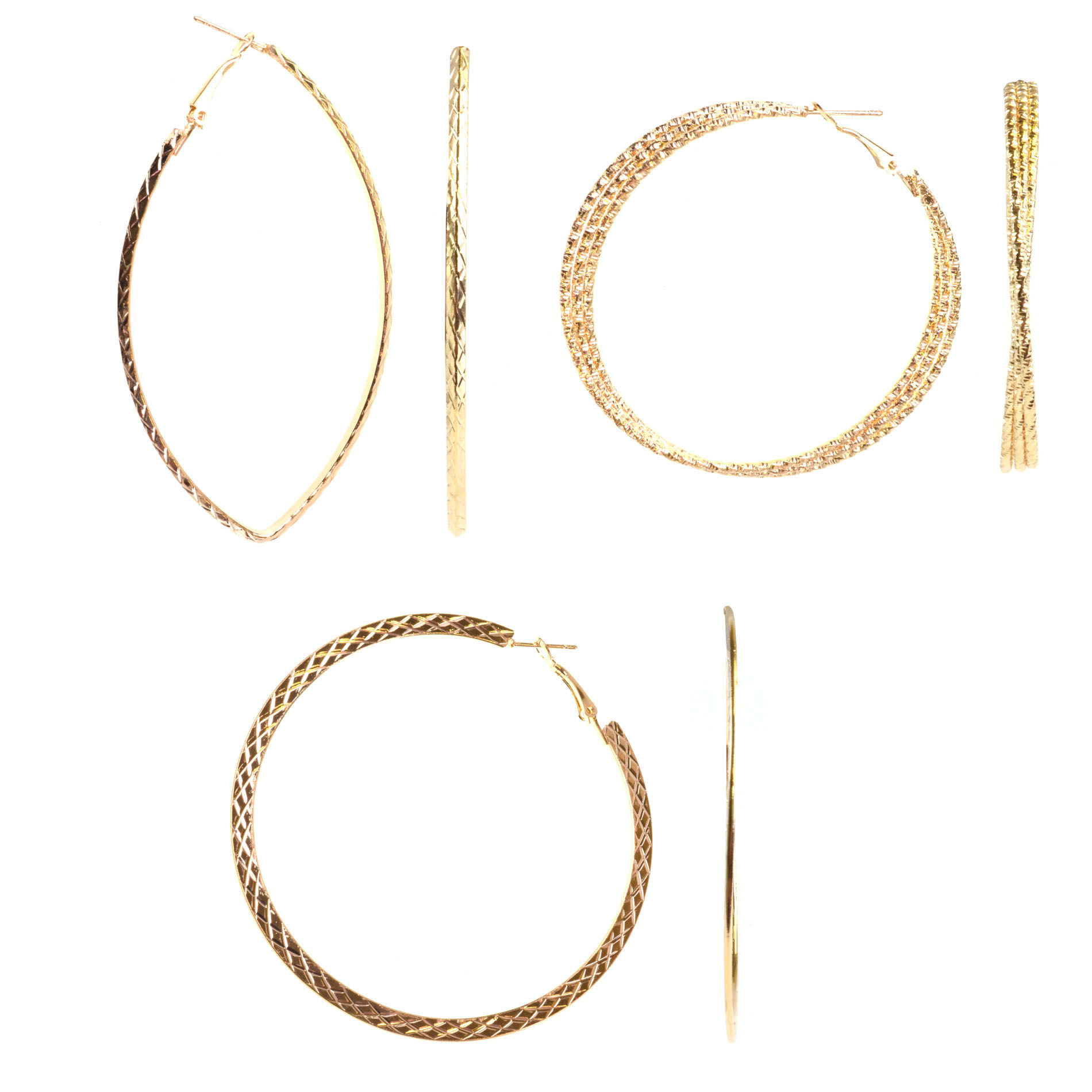 Attention Set of 3 Textured Hoop Earrings