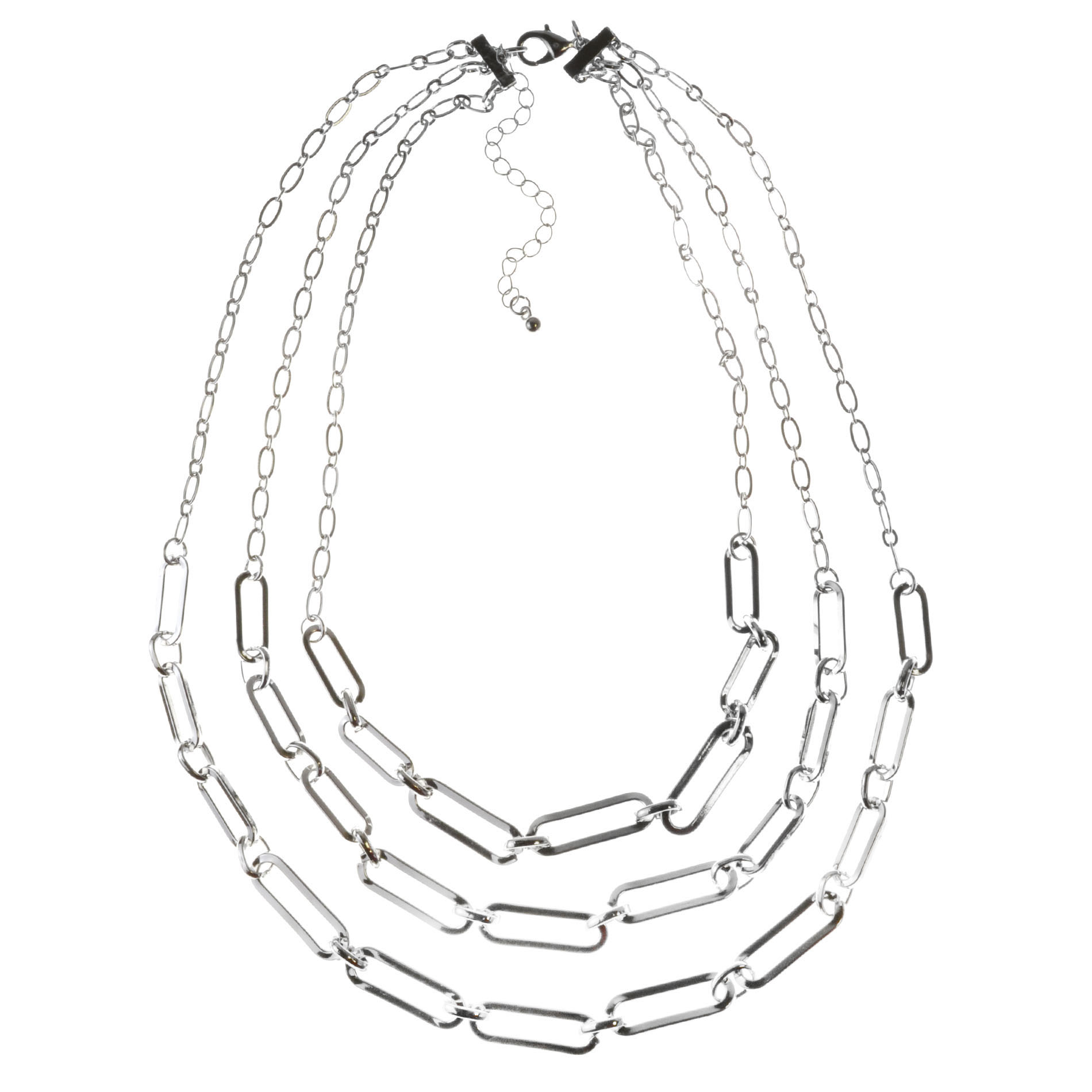 Attention 4-Row Rectangular Link Necklace