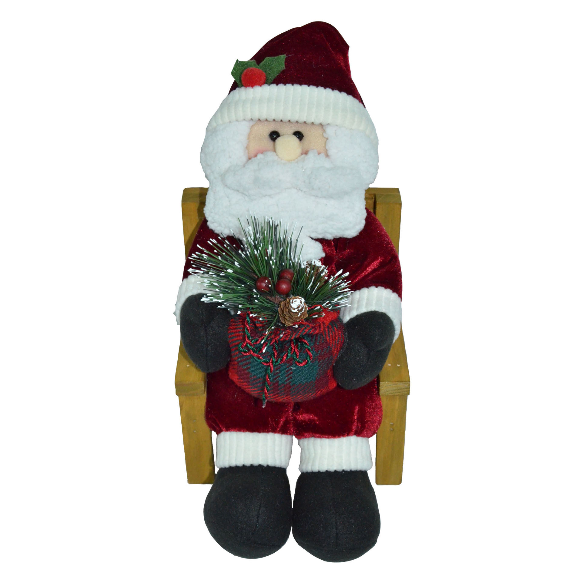 Trimming Traditions 11.5" Fabric Santa Character on Wood Chair