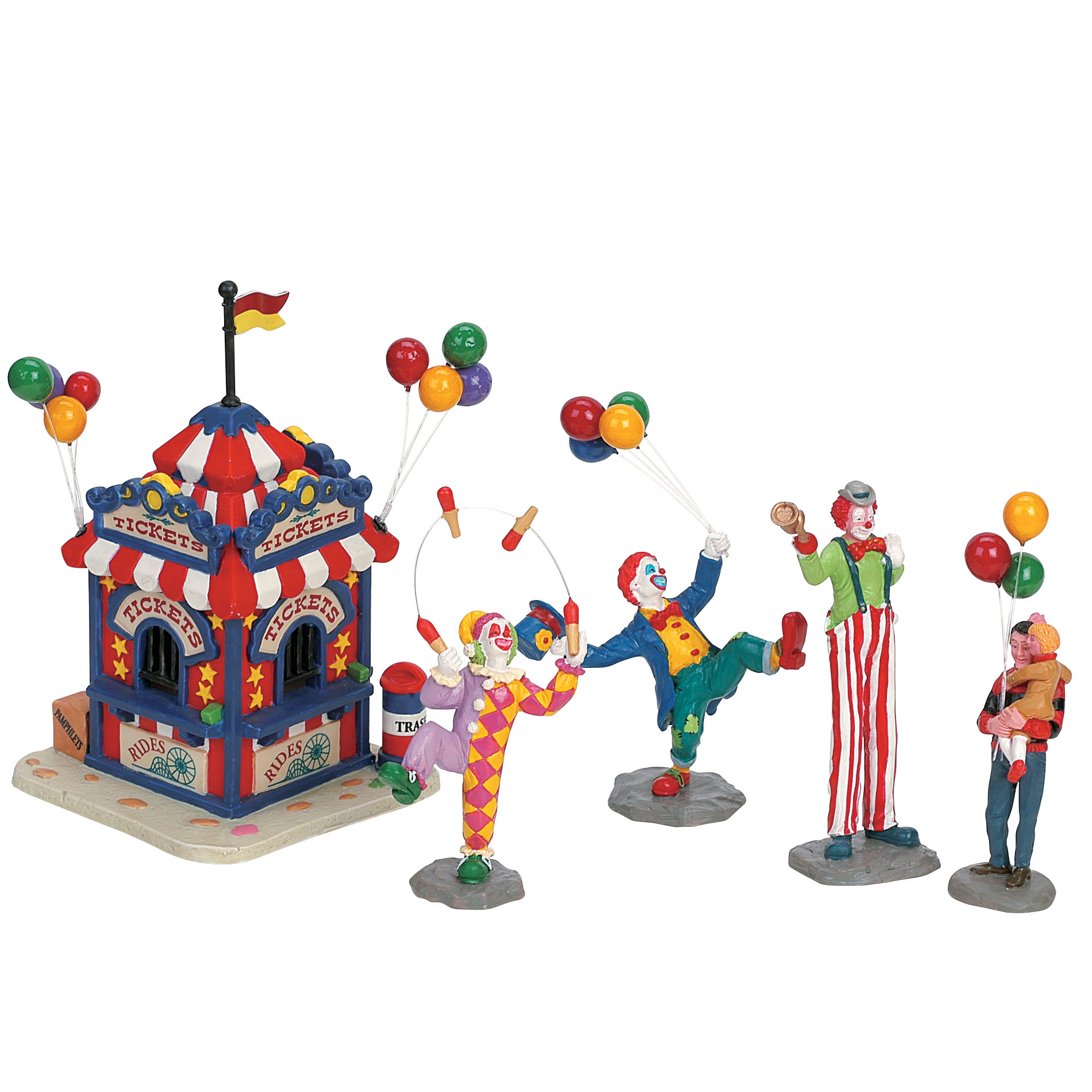 Lemax Village Collection Set of 5 Carnival Ticket Booth and Figurine Collectibles